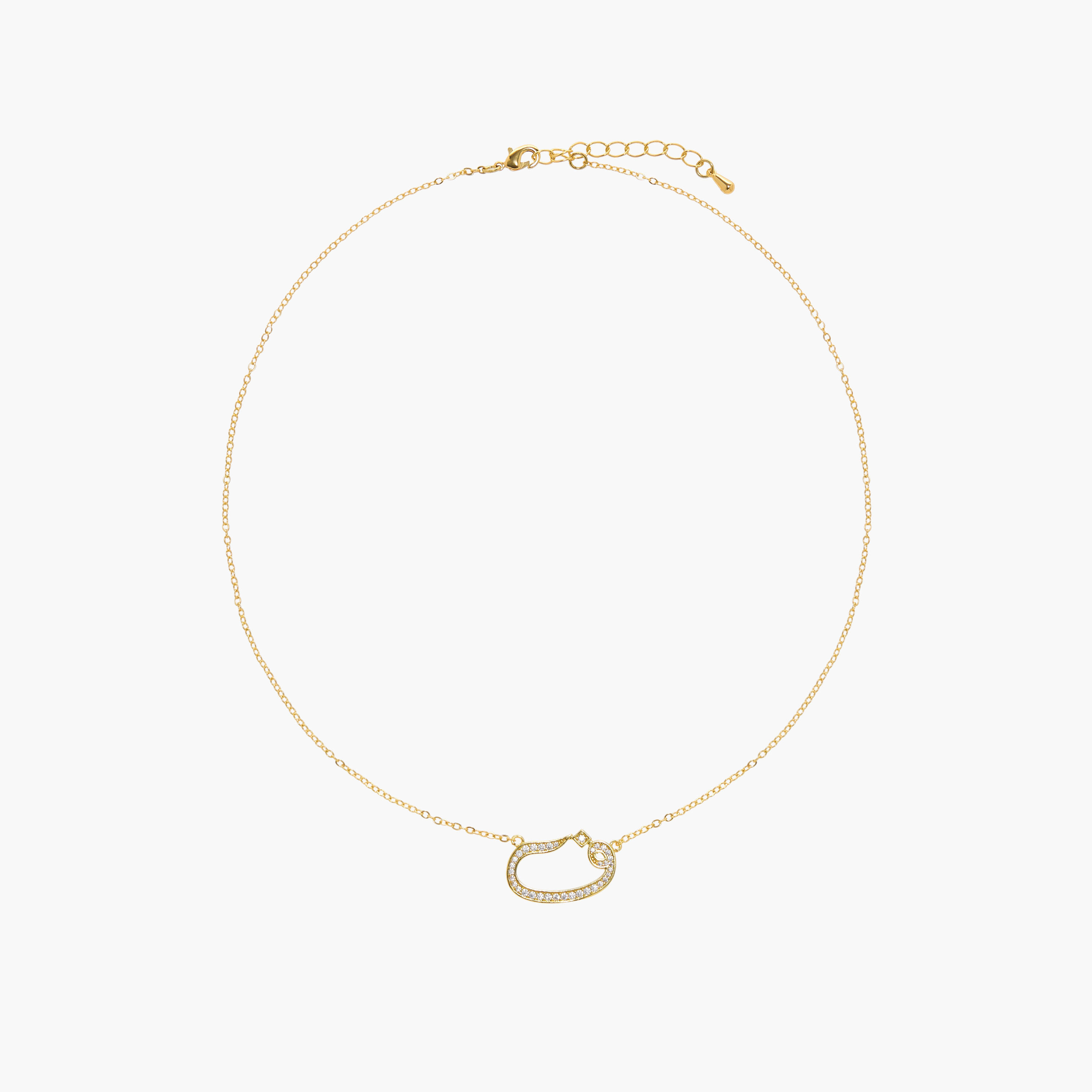 Embellished Arabic Letter Pendant Necklace with Lobster Clasp Closure-women-watchesandjewellery-jewellery-necklacesandpendants-image-1