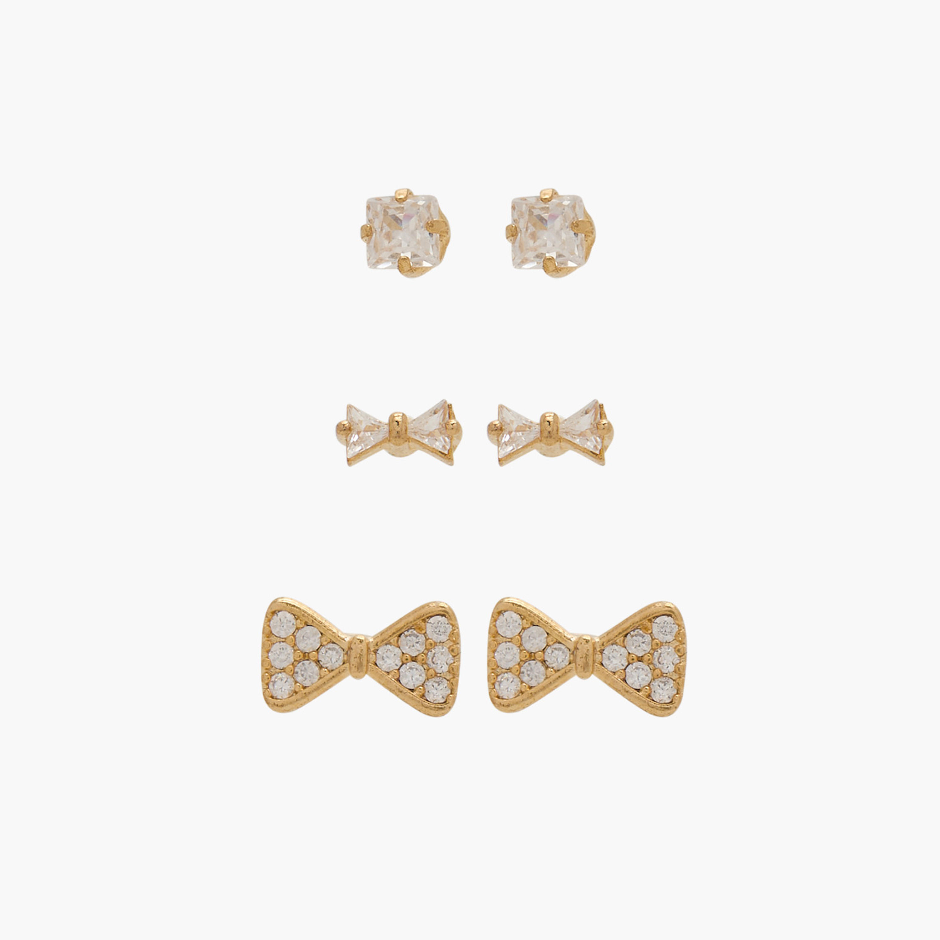 Stone Embellished Earrings with Pushback Closure - Set of 3-women-watchesandjewellery-jewellery-earrings-image-1