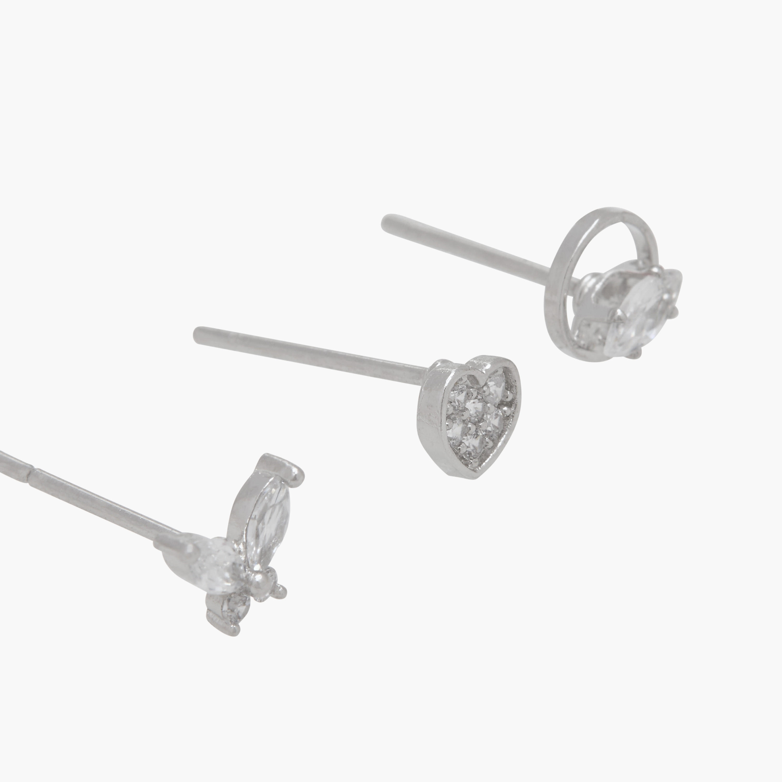 حلقان مزينة بمكبس إغلاق خلفي - طقم من 3 أزواج-women-watchesandjewellery-jewellery-earrings-image-6