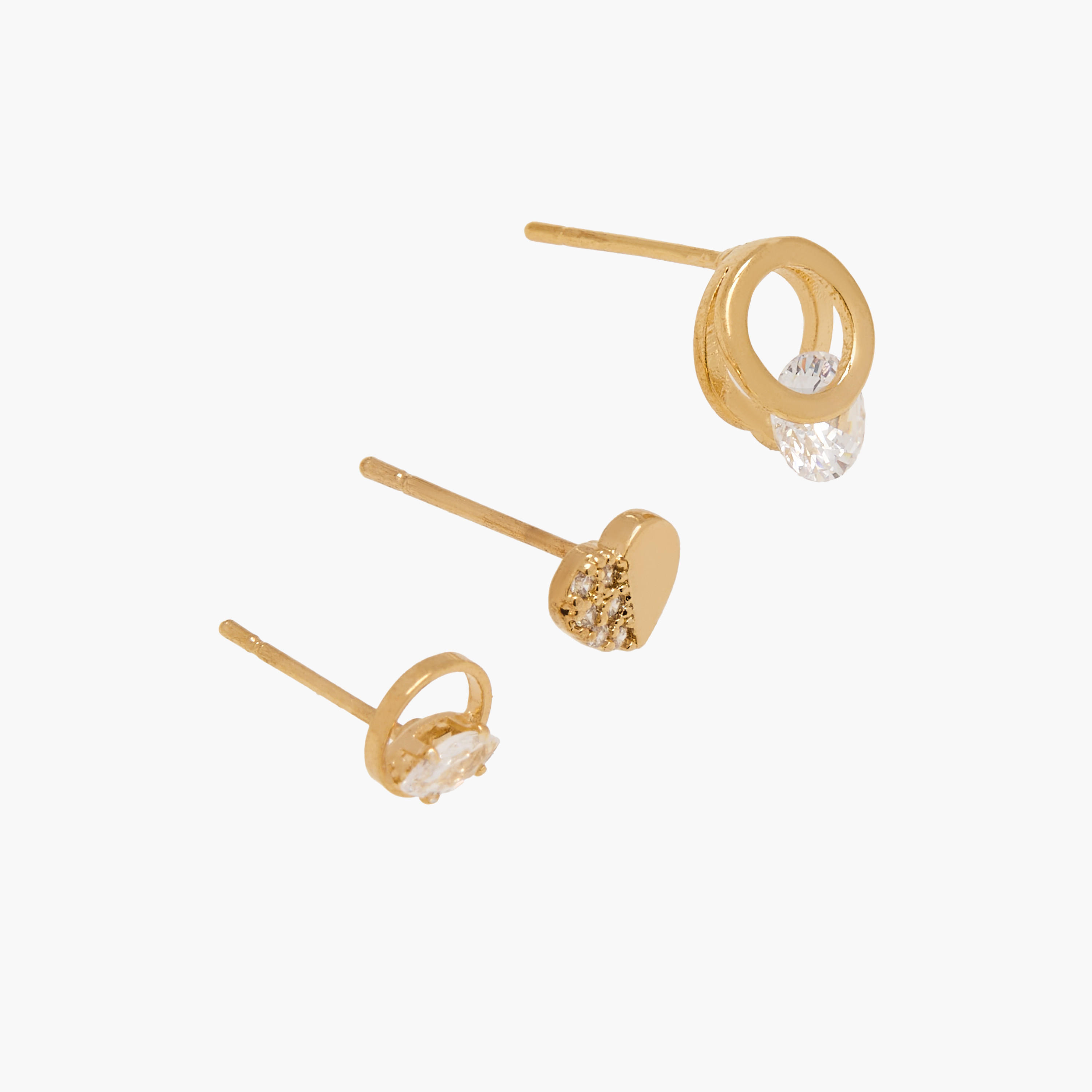 حلقان مزيّنة ومرصعة بمكبس إغلاق خلفي - طقم 3 أزواج-women-watchesandjewellery-jewellery-earrings-image-5