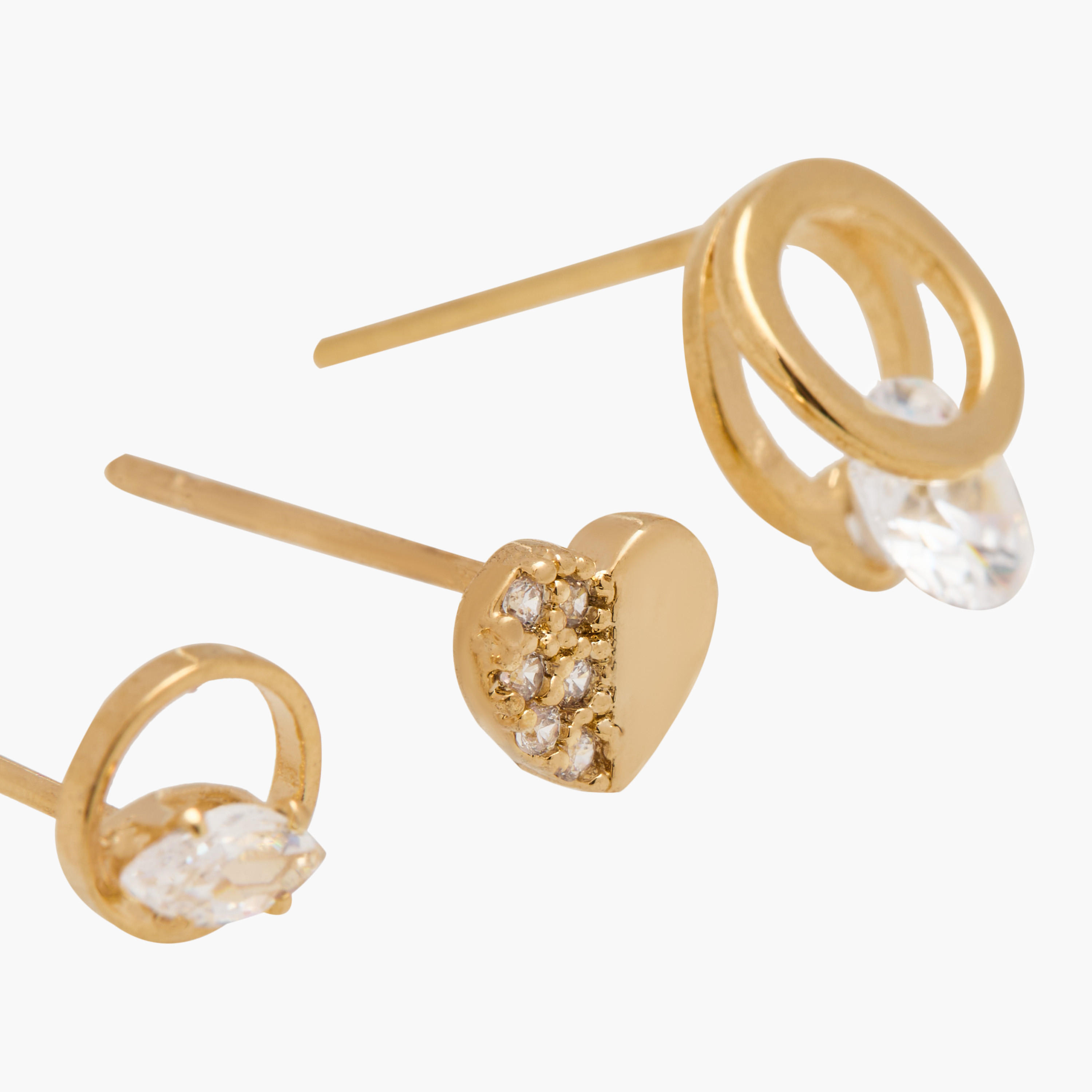 حلقان مزيّنة ومرصعة بمكبس إغلاق خلفي - طقم 3 أزواج-women-watchesandjewellery-jewellery-earrings-image-6