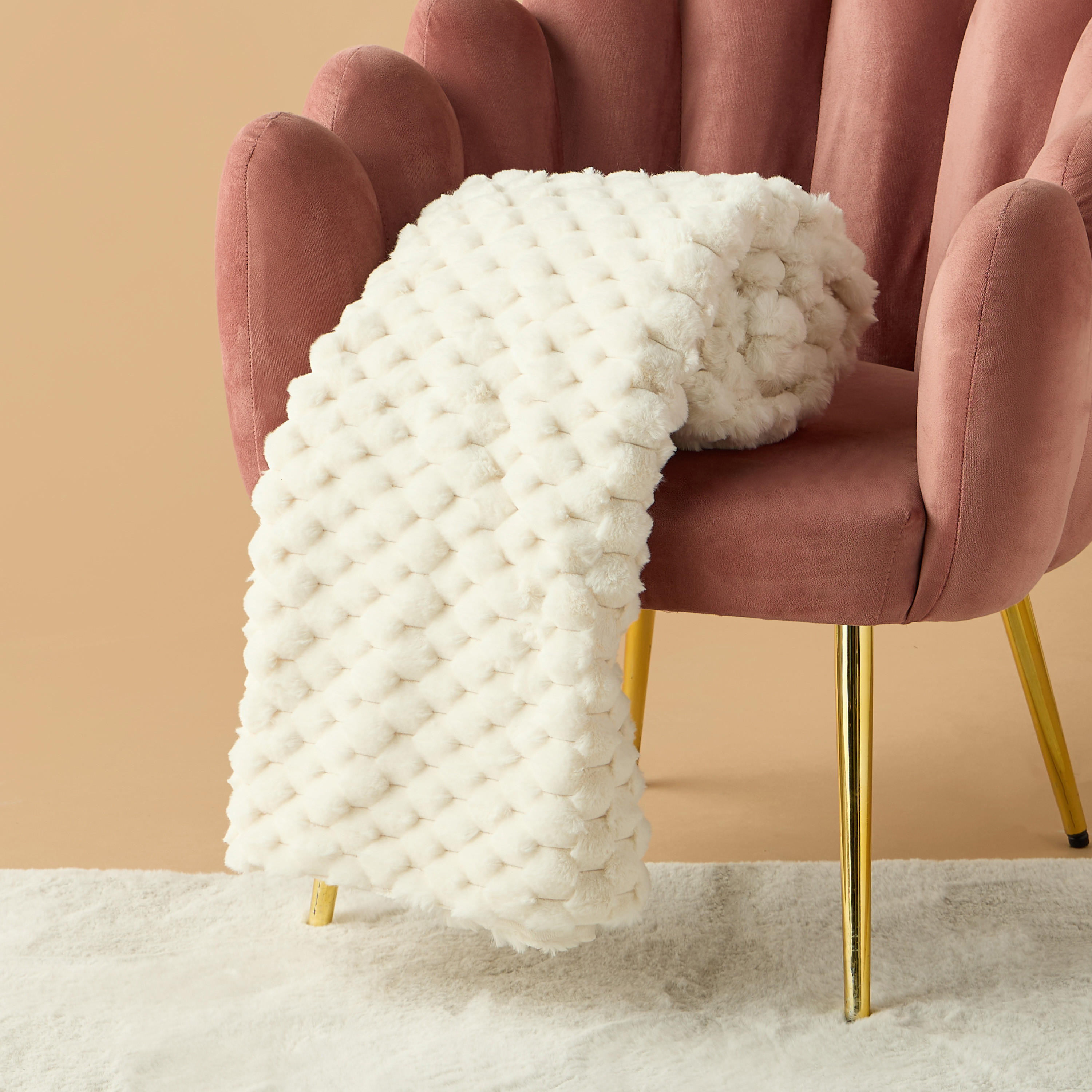 Honeycomb Textured Fur Throw - 127x152 cms-household-cushionsandthrows-throwsandblankets-throws-image-4
