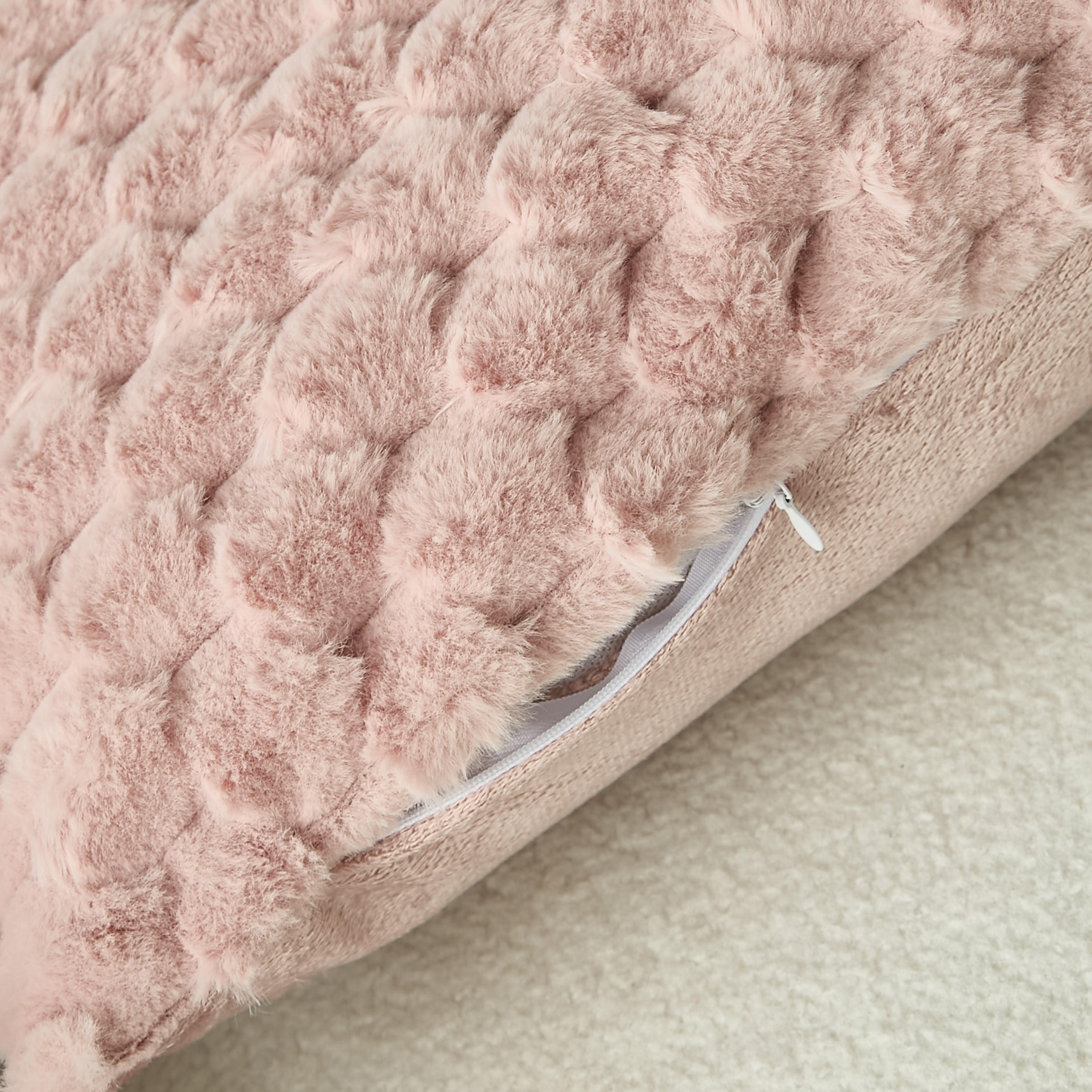 Honeycomb Textured Fur Cushion - 45x45 cm-household-cushionsandthrows-filledcushions-decorativecushions-image-4