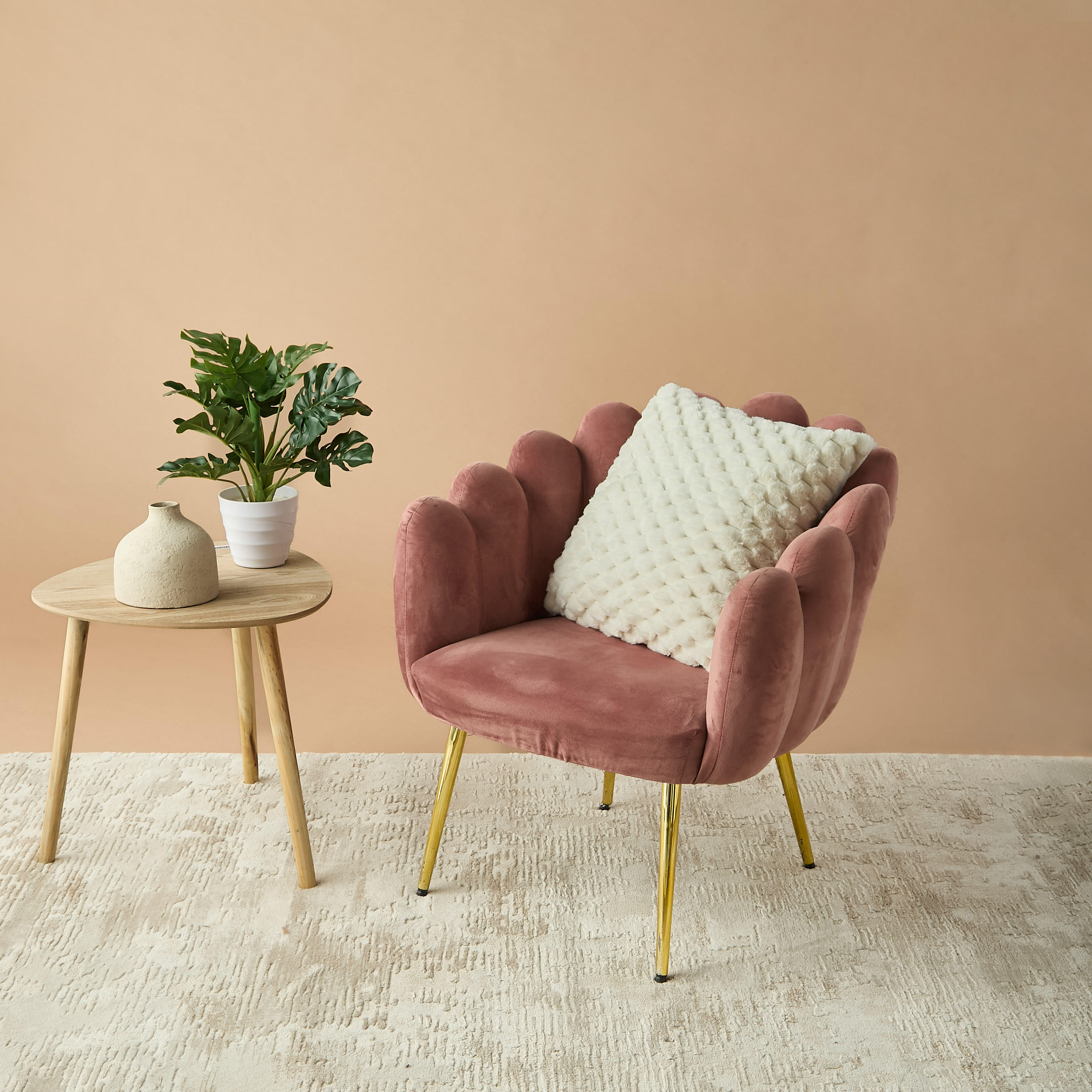 Honey Comb Faux Fur Textured Filled Cushion - 45x45 cm-household-cushionsandthrows-filledcushions-decorativecushions-image-1