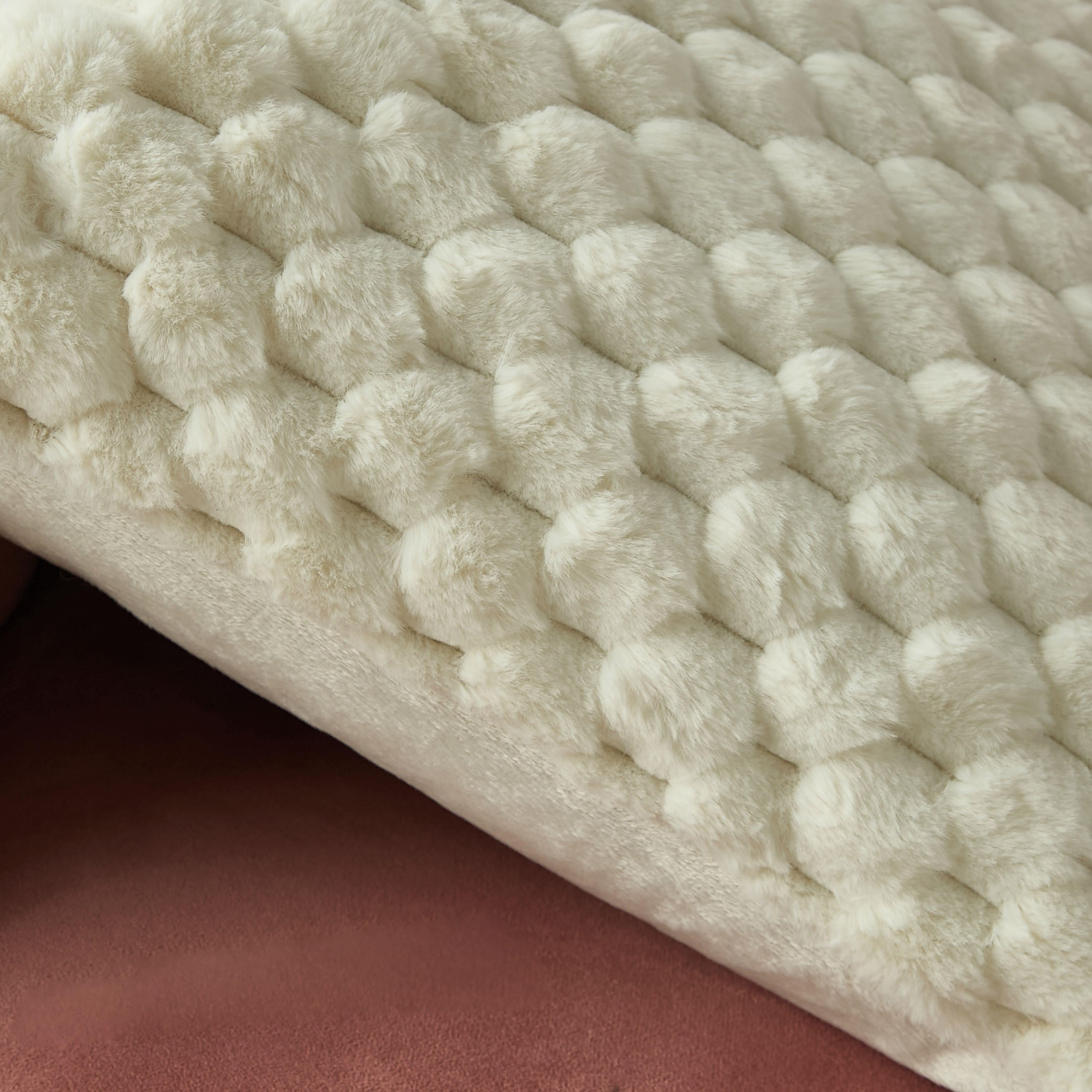 Honey Comb Faux Fur Textured Filled Cushion - 45x45 cm-household-cushionsandthrows-filledcushions-decorativecushions-image-3