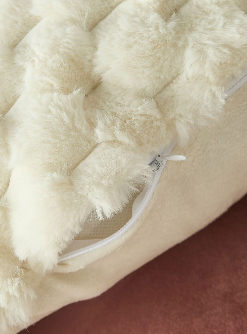 Honey Comb Faux Fur Textured Filled Cushion - 45x45 cm-household-cushionsandthrows-filledcushions-decorativecushions-image-4