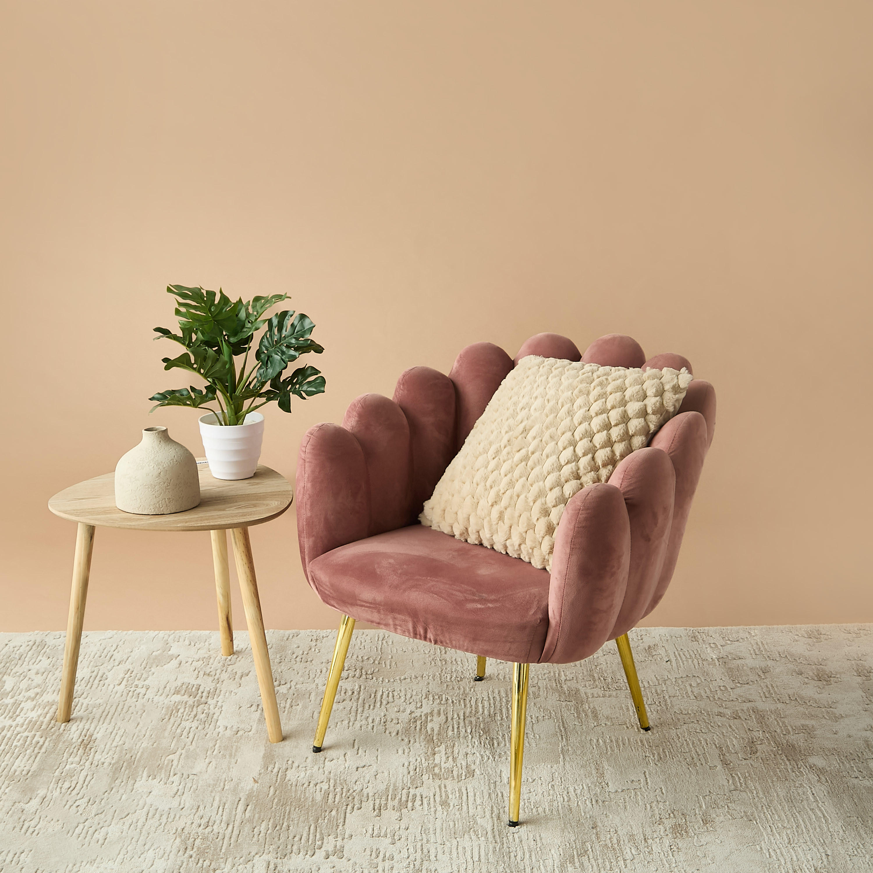 Honey Comb Faux Fur Textured Filled Cushion - 45x45 cm-household-cushionsandthrows-filledcushions-decorativecushions-image-1