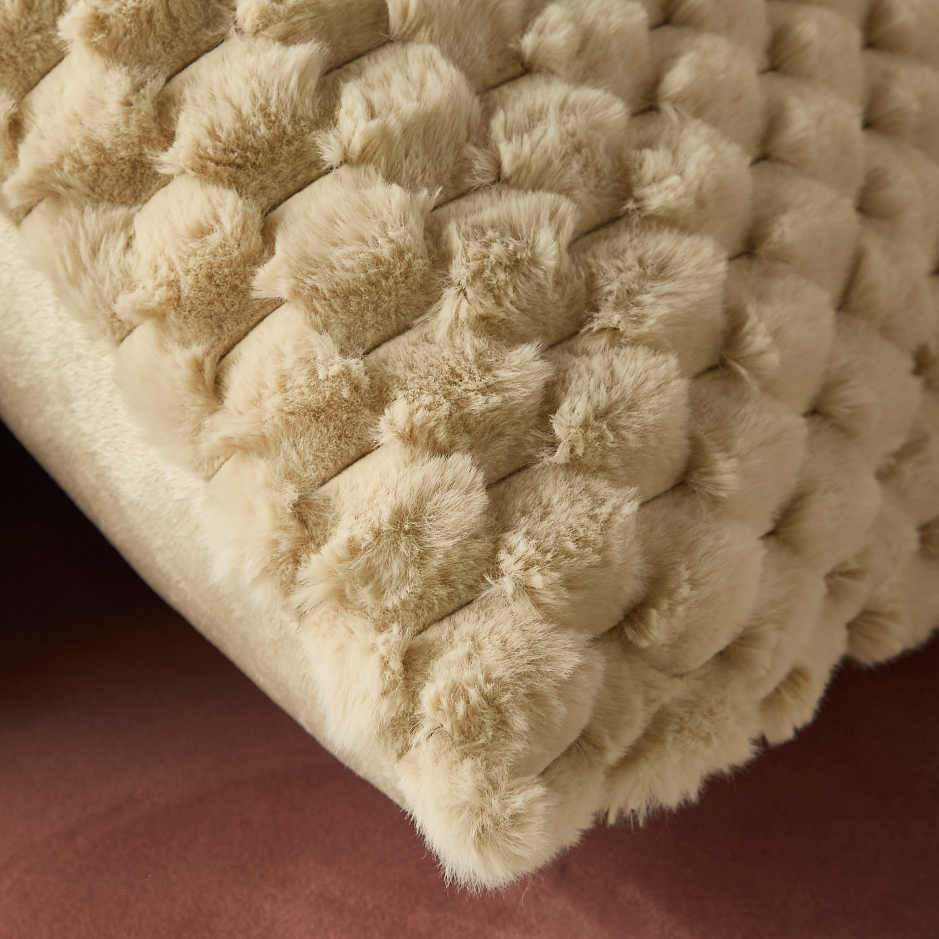 Honey Comb Faux Fur Textured Filled Cushion - 45x45 cm-household-cushionsandthrows-filledcushions-decorativecushions-image-3