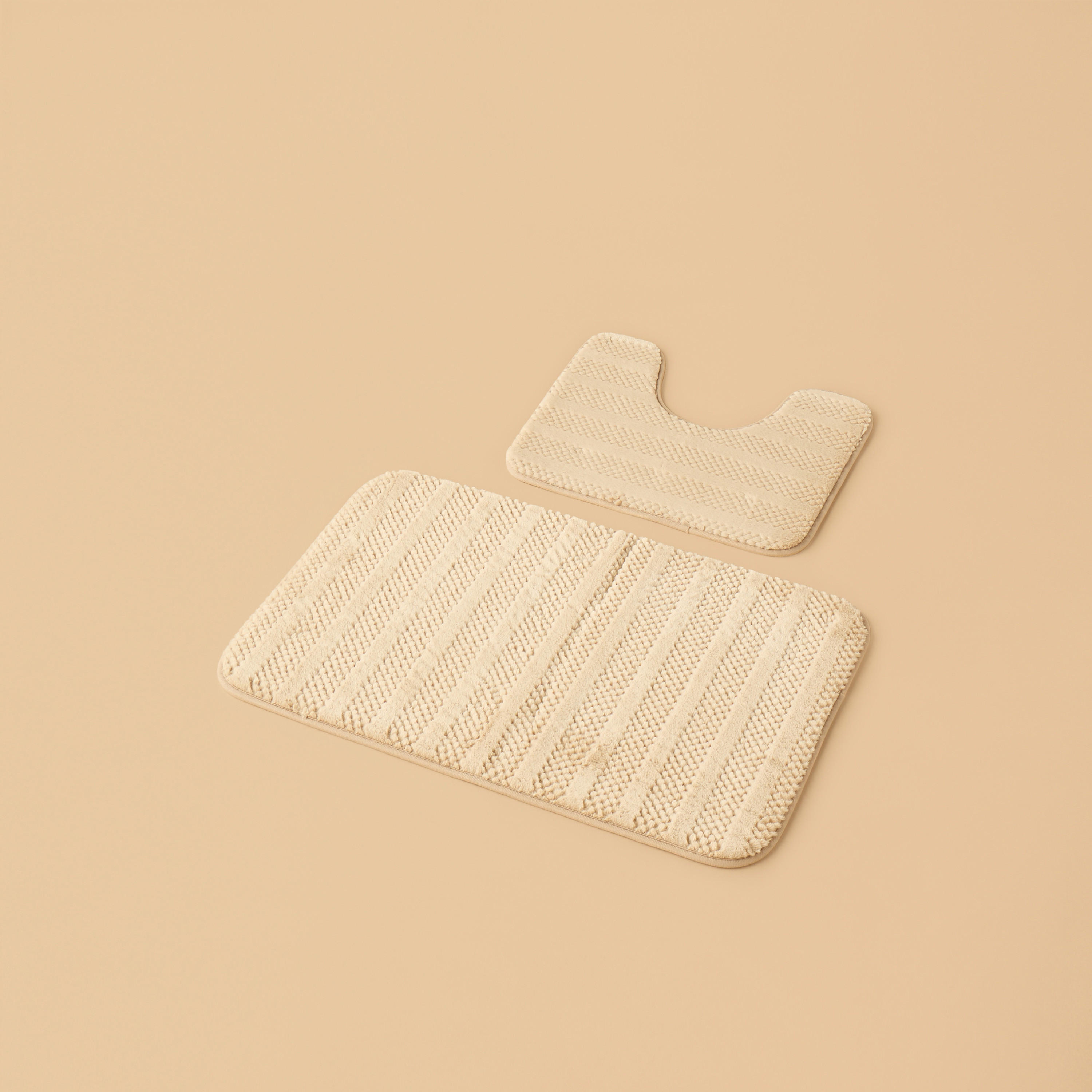 Textured 2-Piece Foam Bath Mat Set - 50x80 cm-household-bathandlaundry-bathlinen-bathmatsandtubmats-image-1