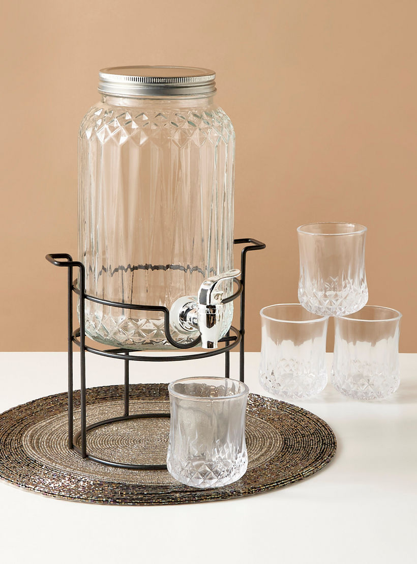 Glass 6-Piece Dispenser and Tumbler Set-household-dining-drinkserveware-dispensers-image-1