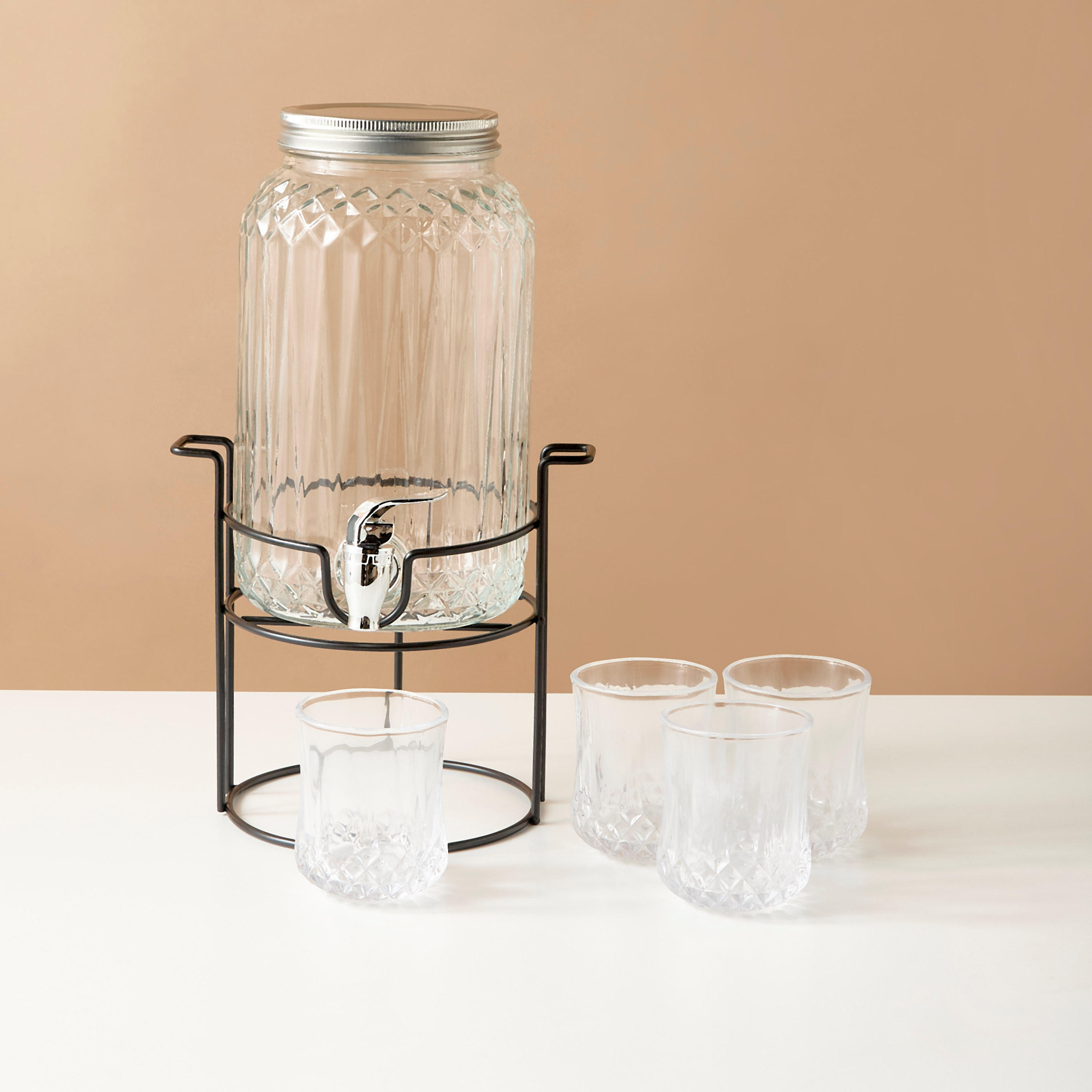 Glass 6-Piece Dispenser and Tumbler Set-household-dining-drinkserveware-dispensers-image-2