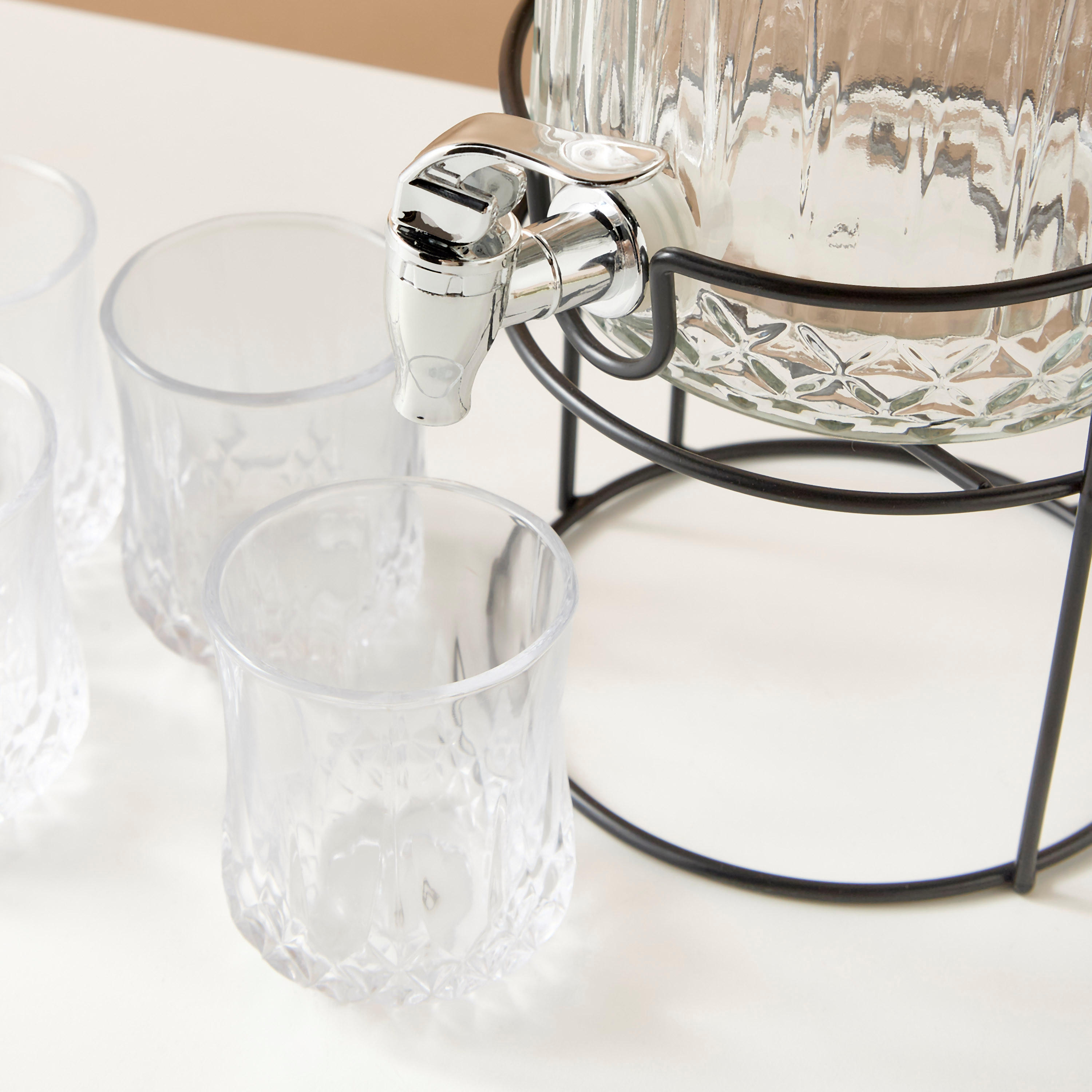 Glass 6-Piece Dispenser and Tumbler Set-household-dining-drinkserveware-dispensers-image-6