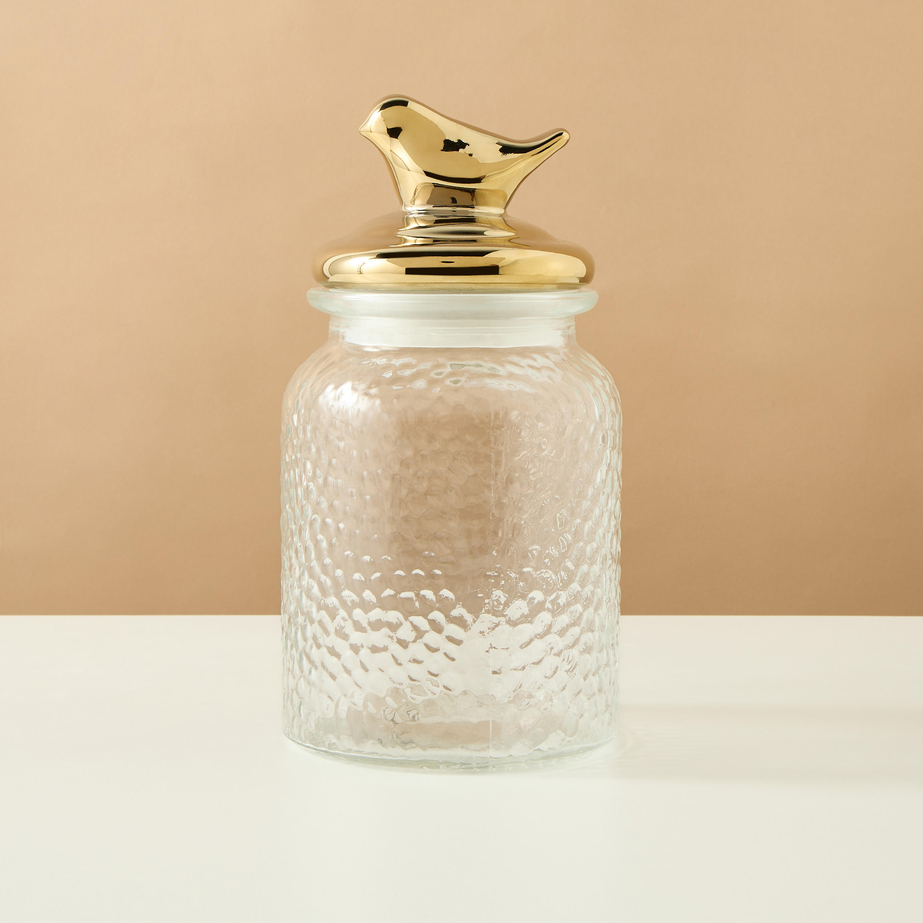 Textured Glass Jar with Lid - 520 ml-household-kitchen-foodstorage-containers-image-1