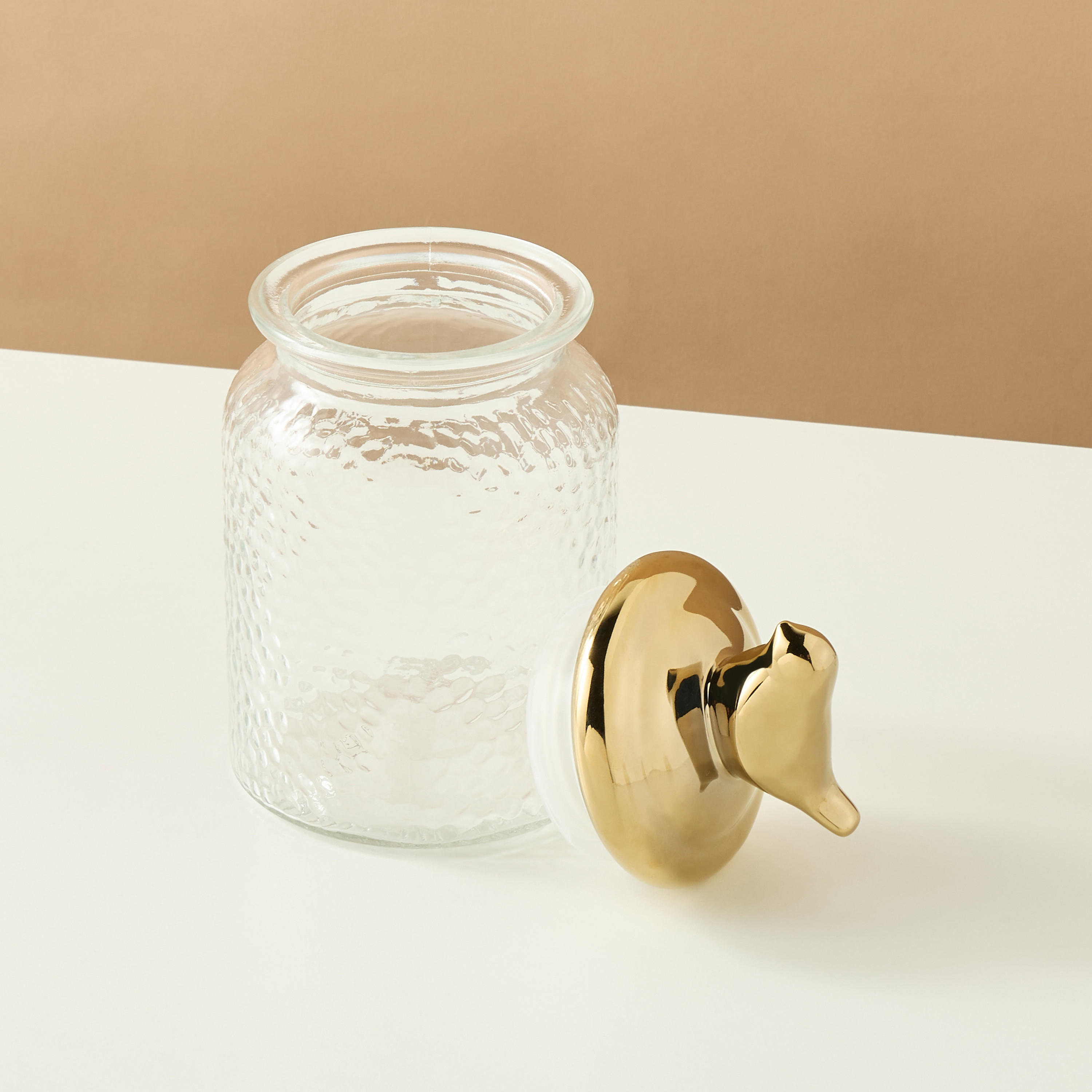 Textured Glass Jar with Lid - 520 ml-household-kitchen-foodstorage-containers-image-2