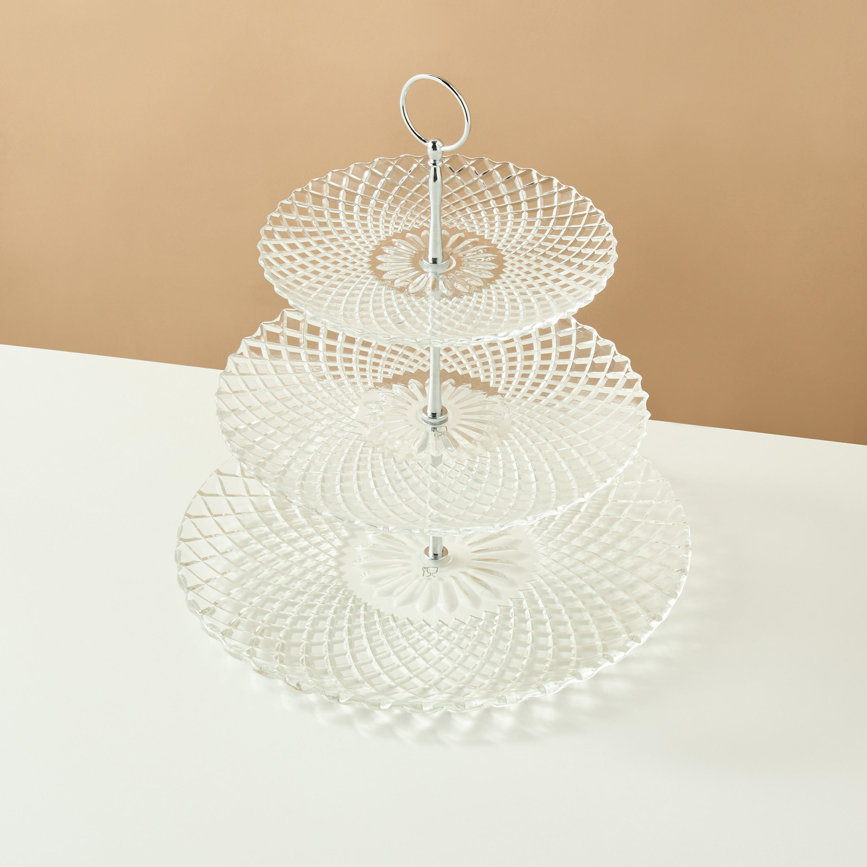 Textured 3-Tier Glass Cake Stand - 6x31 cms-household-dining-serveware-cakestands-image-2