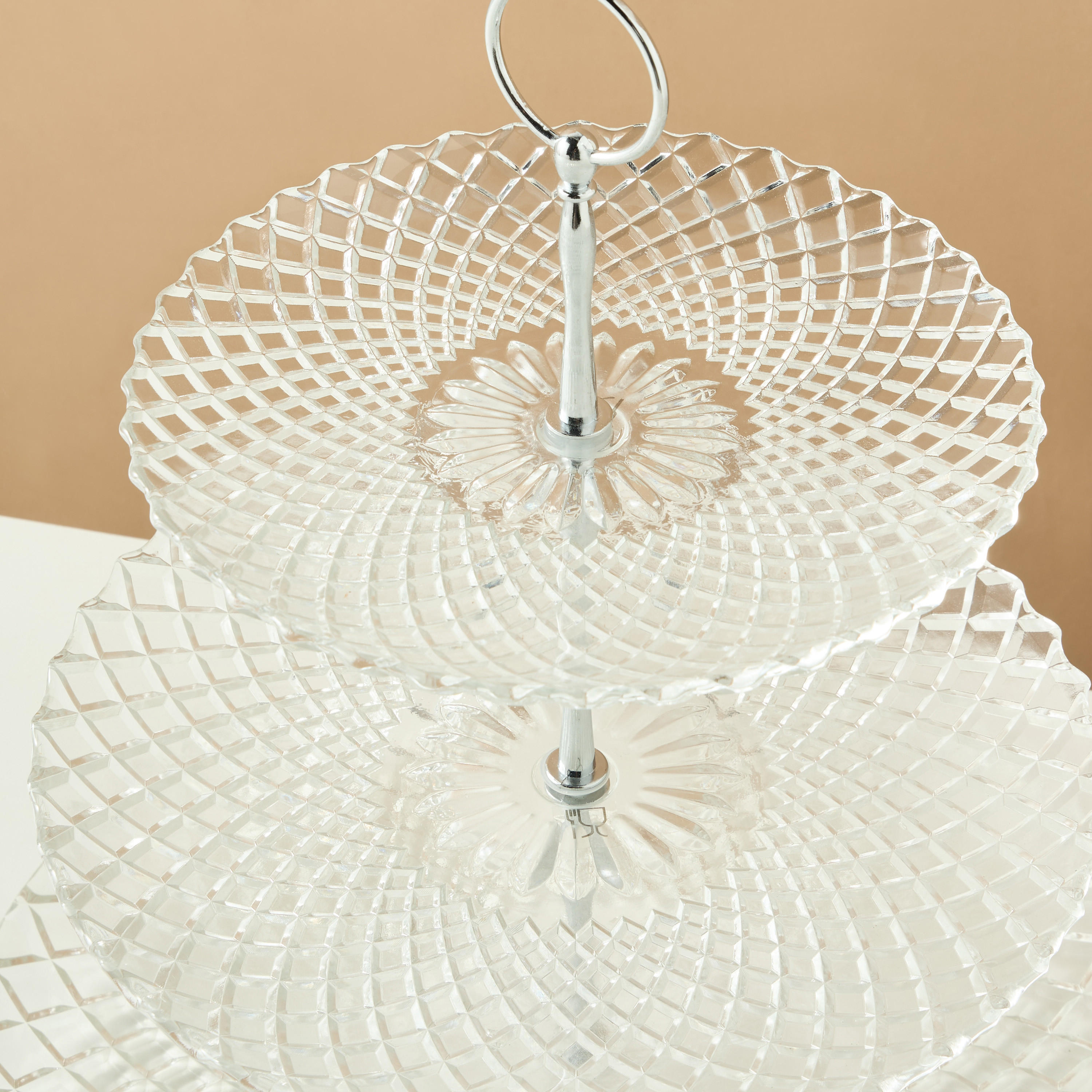 Textured 3-Tier Glass Cake Stand - 6x31 cms-household-dining-serveware-cakestands-image-3