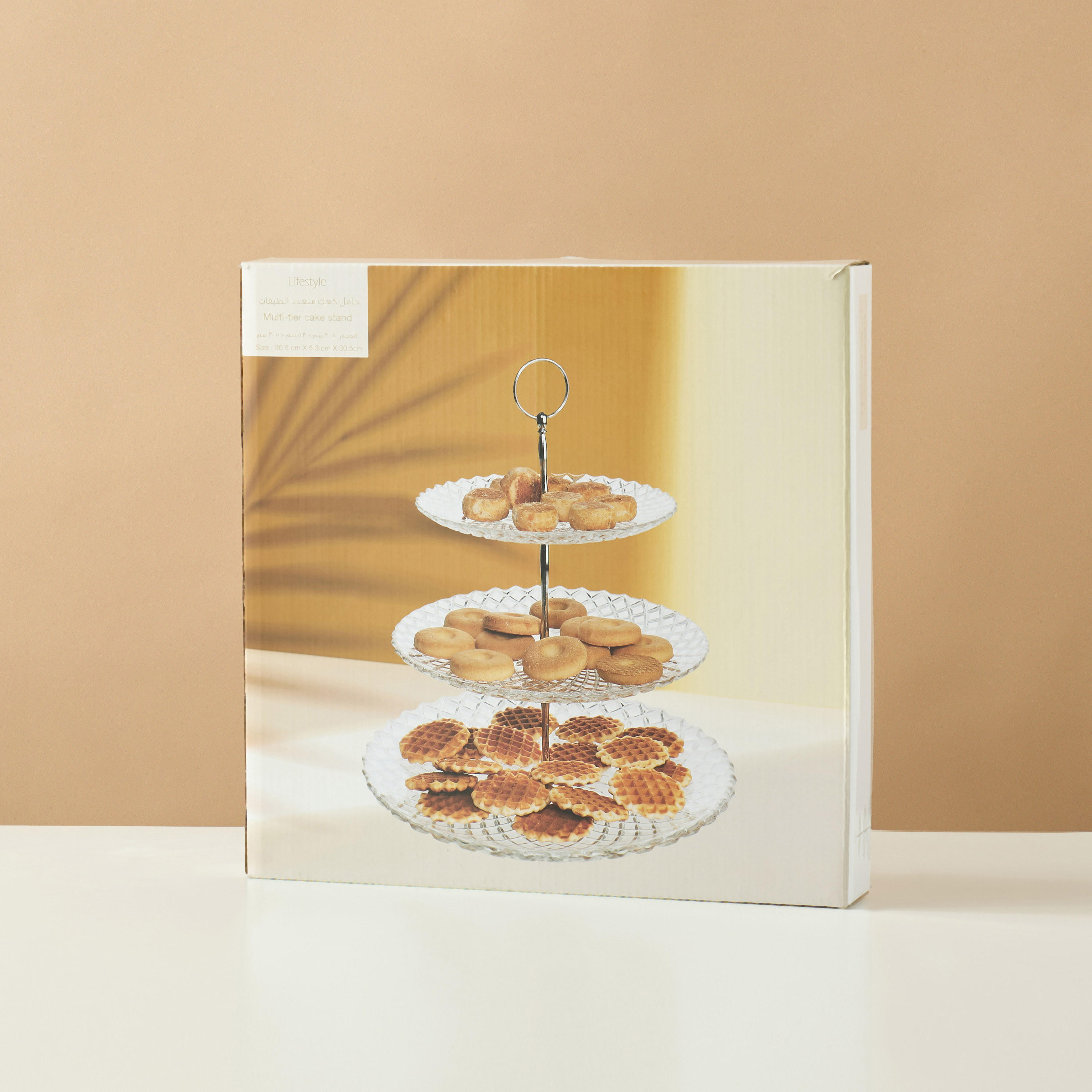 Textured 3-Tier Glass Cake Stand - 6x31 cms-household-dining-serveware-cakestands-image-5