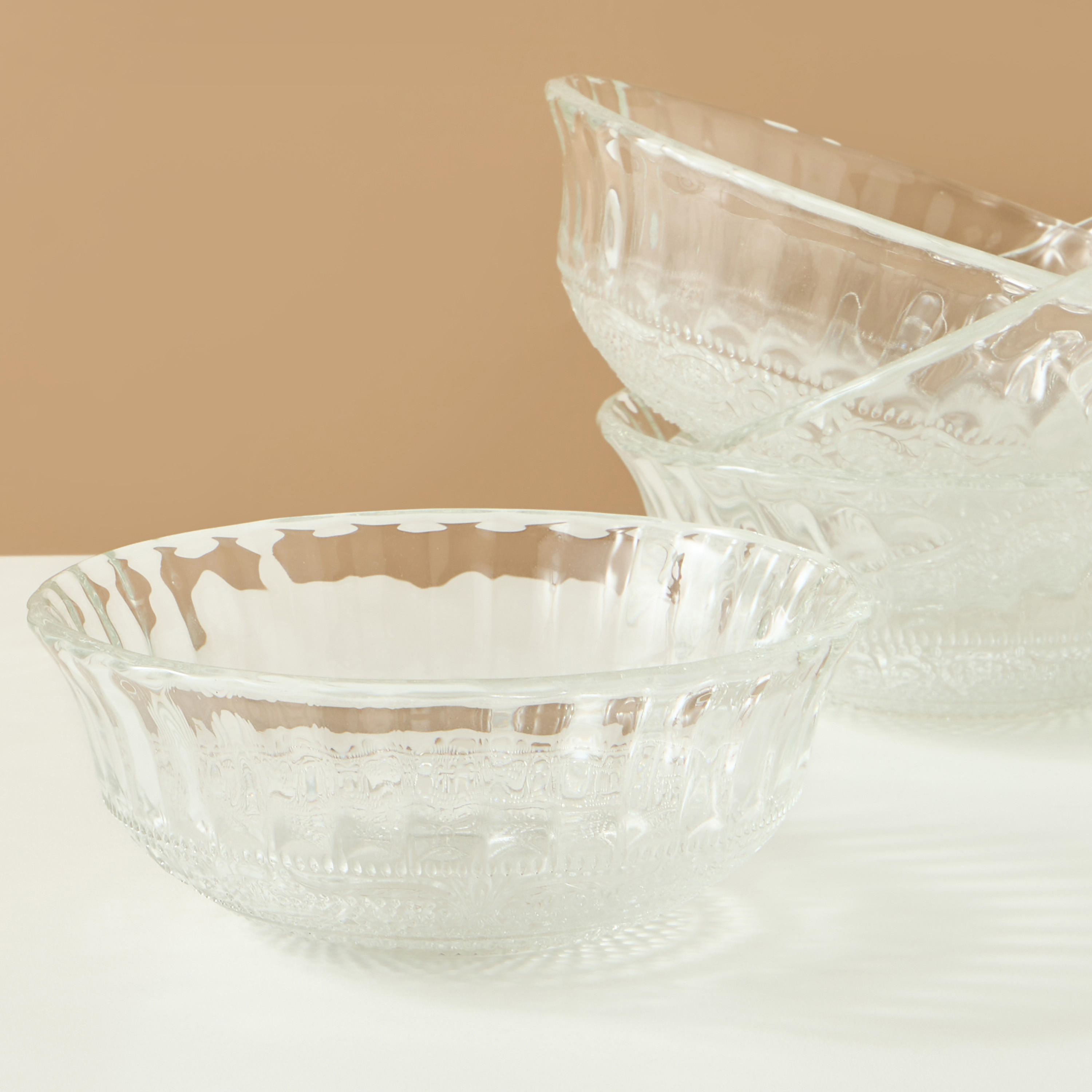 Textured 5-Piece Glass Serving Bowl Set - 23 cms-household-dining-dinnerware-bowls-image-4