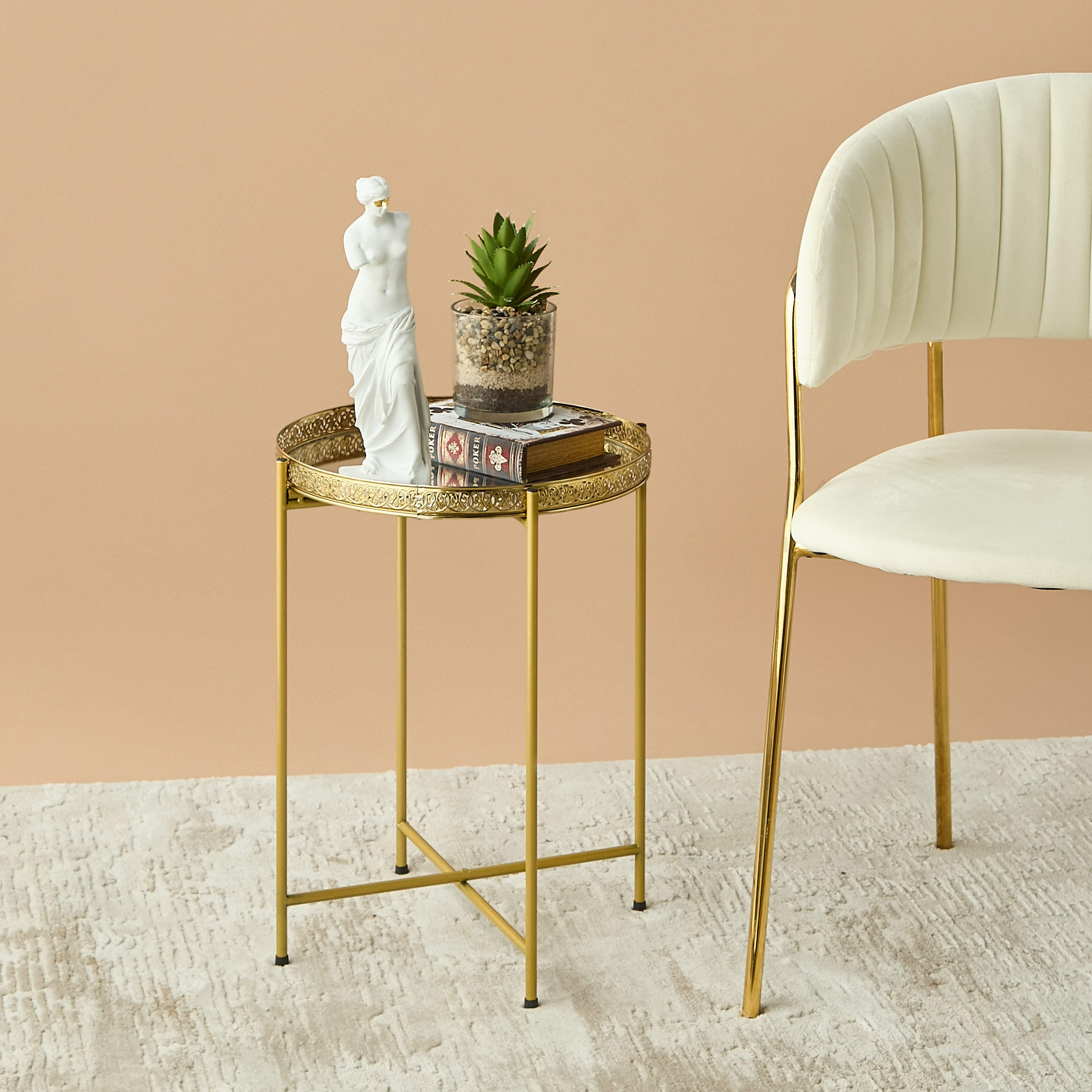 Mirror Top Side Table - 38x47 cms-furniture-livingroom-sideandendtables-image-1