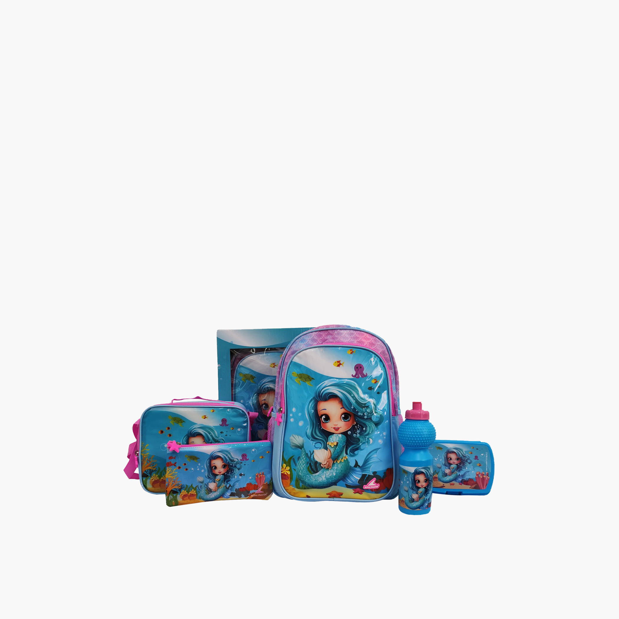 Royal Falcon 5-Piece Mermaid Print Backpack Set-cpkids-backtoschool-schoolbagsandbackpacks-sets-image-1