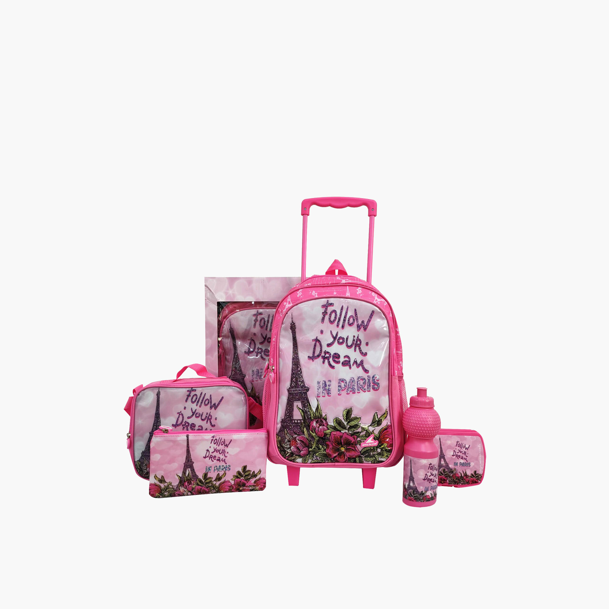 طقم شنطة ظهر ترولي 16 بوصة بطبعات جرافيك 5 قطع من رويال فالكون-cpkids-backtoschool-schoolbagsandbackpacks-sets-image-1