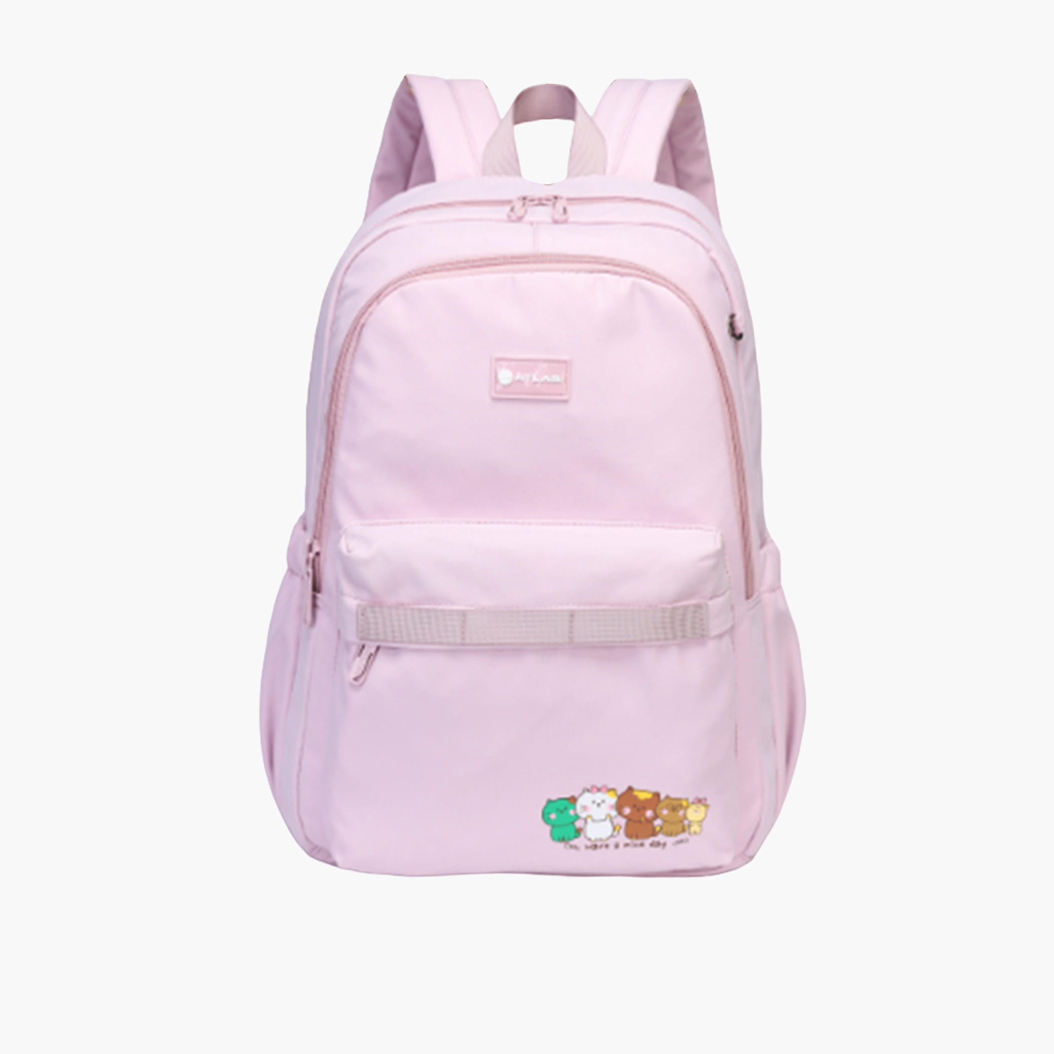 شنطة ظهر بحمالات قابلة للتعديل وسحّاب إغلاق وزخارف شعار من أطلس - 28x10x43 سم-school-bagsandbackpacks-backpacks-image-1