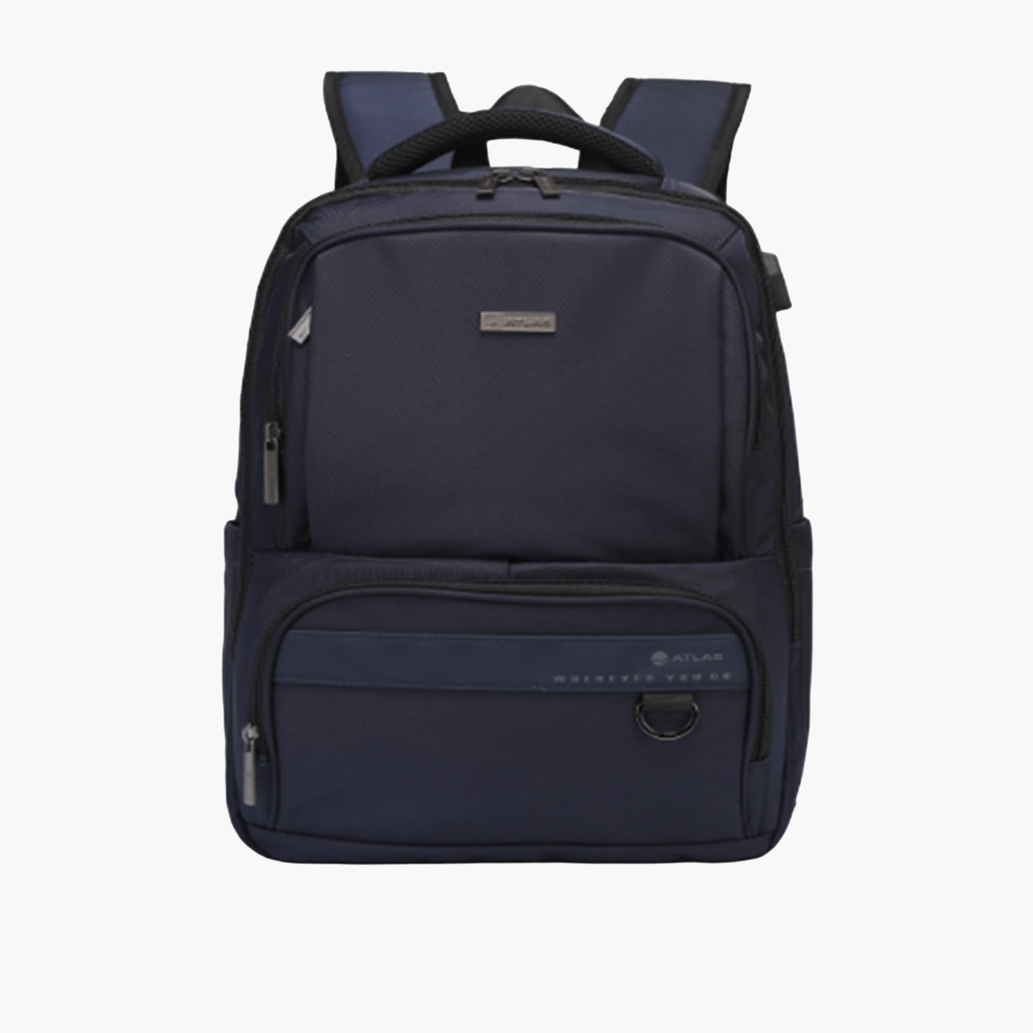 شنطة ظهر بحمالات قابلة للتعديل وسحّاب إغلاق وشعار من أطلس - 28x10x43 سم-school-bagsandbackpacks-backpacks-image-1