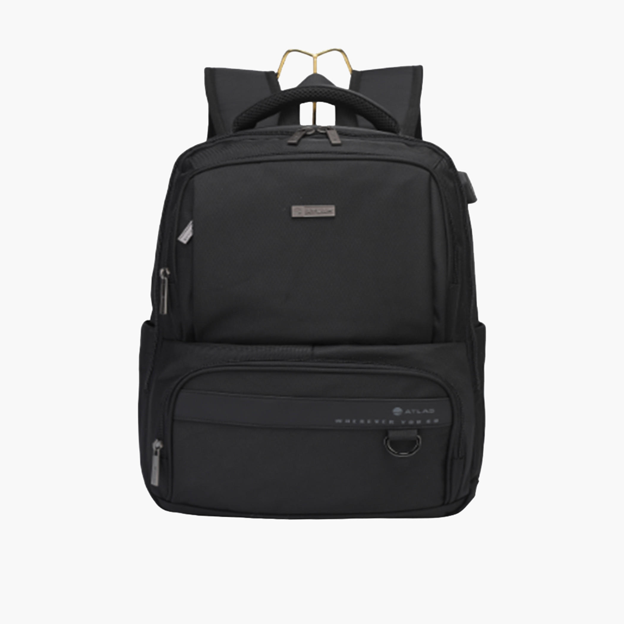 Atlas Logo Detail Backpack with Adjustable Straps and Zip Closure - 28x10x43 cms-school-bagsandbackpacks-backpacks-image-1