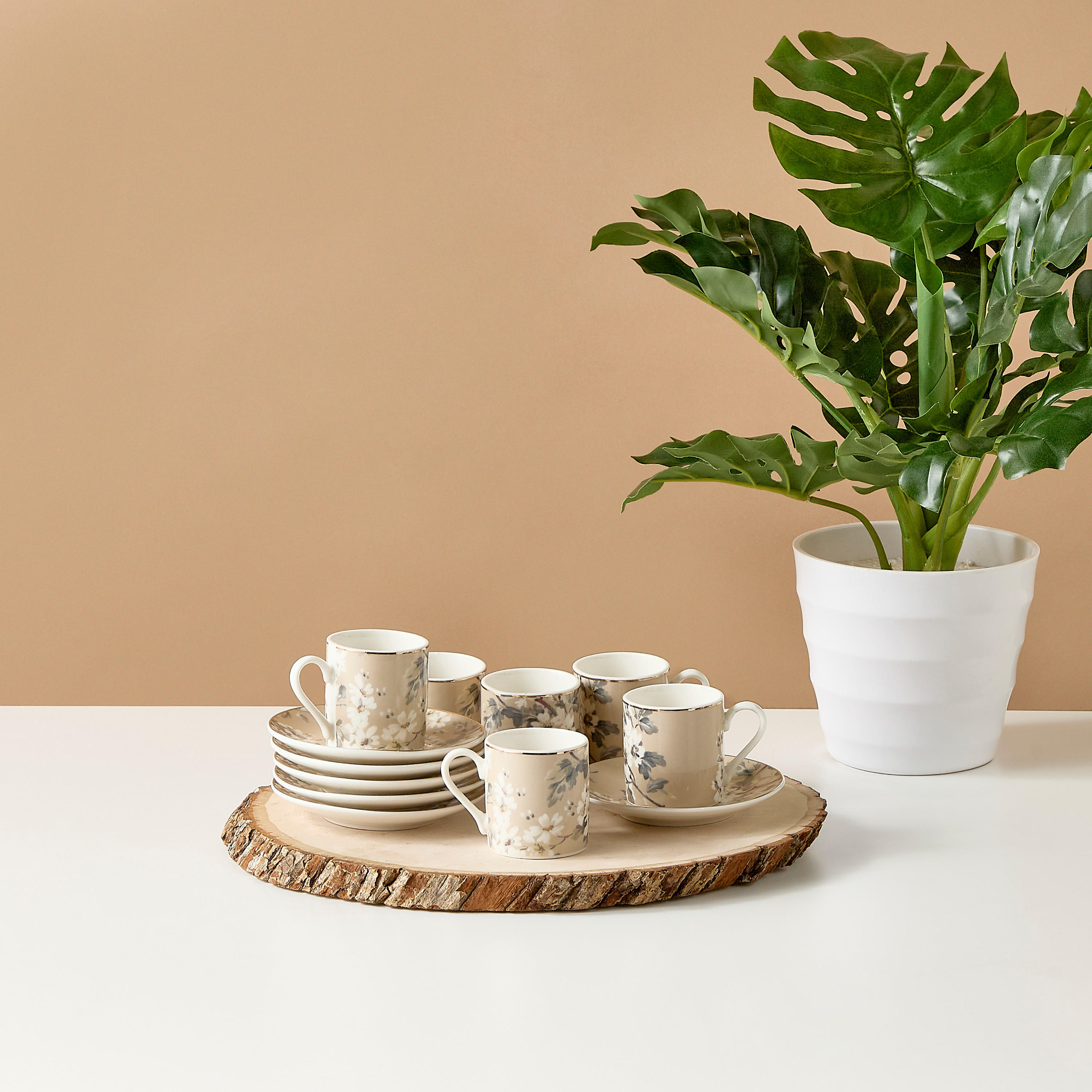 Zuhur 12-Piece Floral Print New Bone China Tea Cup and Saucer Set - 70 ml-household-dining-teaandcoffee-mugsandcups-image-1