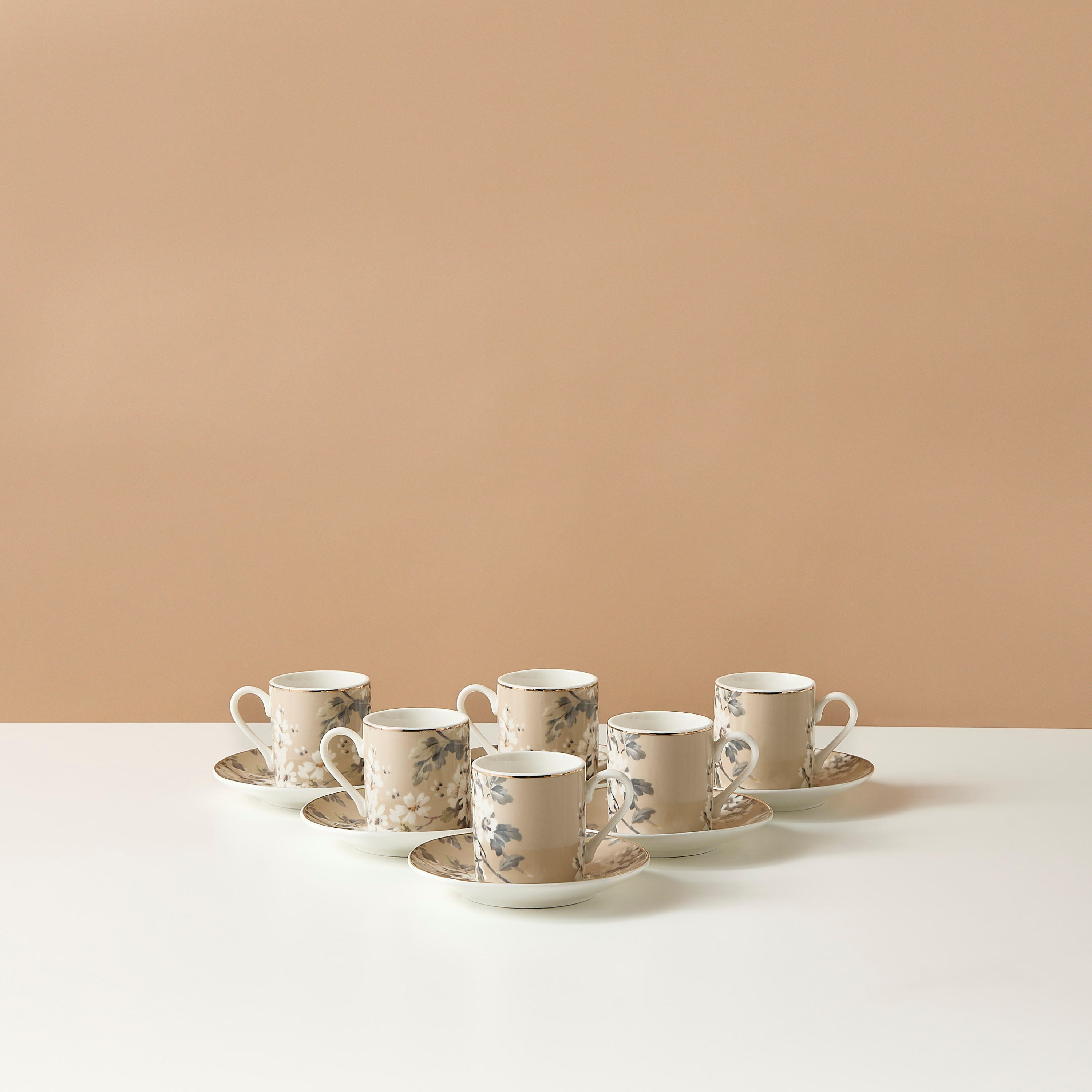 Zuhur 12-Piece Floral Print New Bone China Tea Cup and Saucer Set - 70 ml-household-dining-teaandcoffee-mugsandcups-image-2