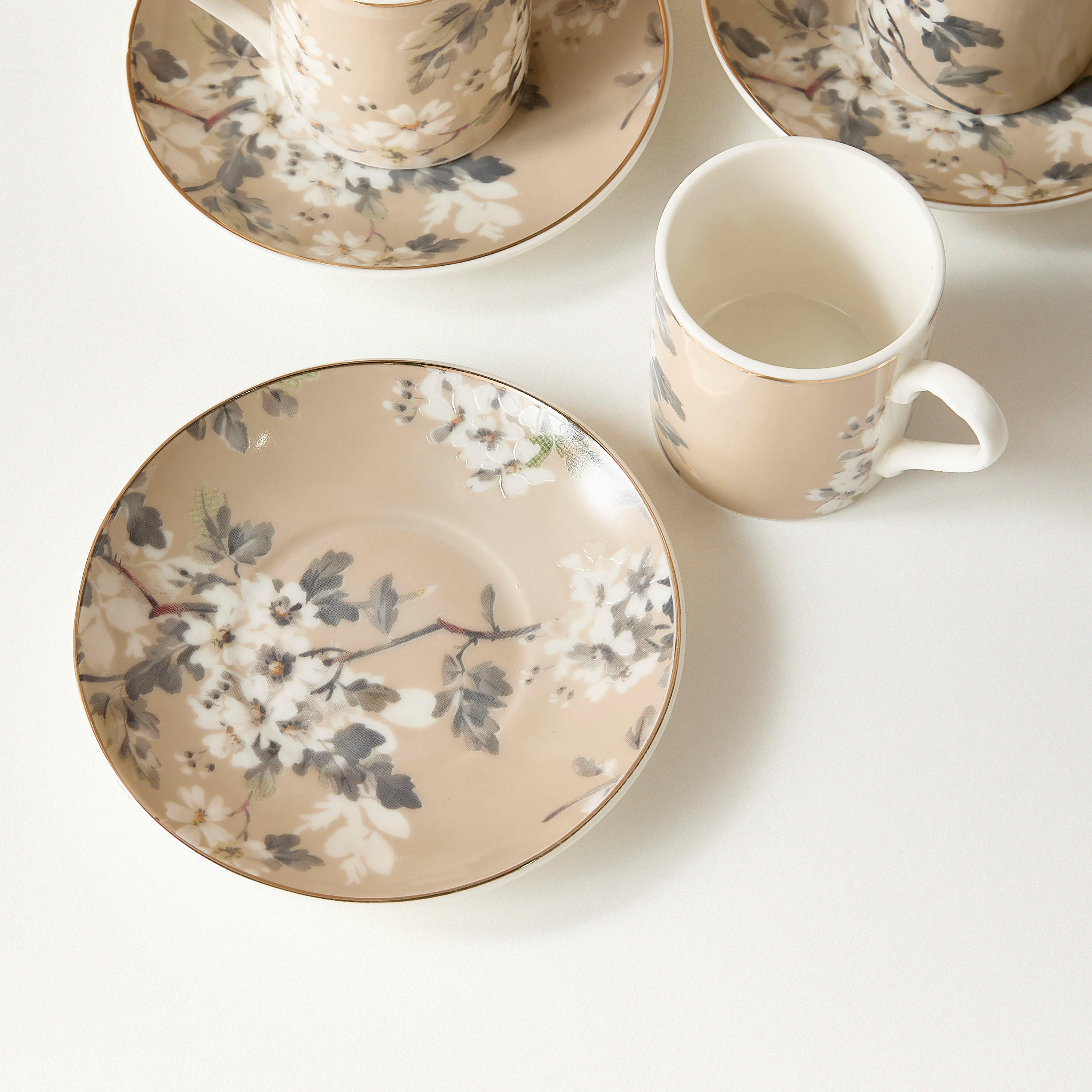 Zuhur 12-Piece Floral Print New Bone China Tea Cup and Saucer Set - 70 ml-household-dining-teaandcoffee-mugsandcups-image-4
