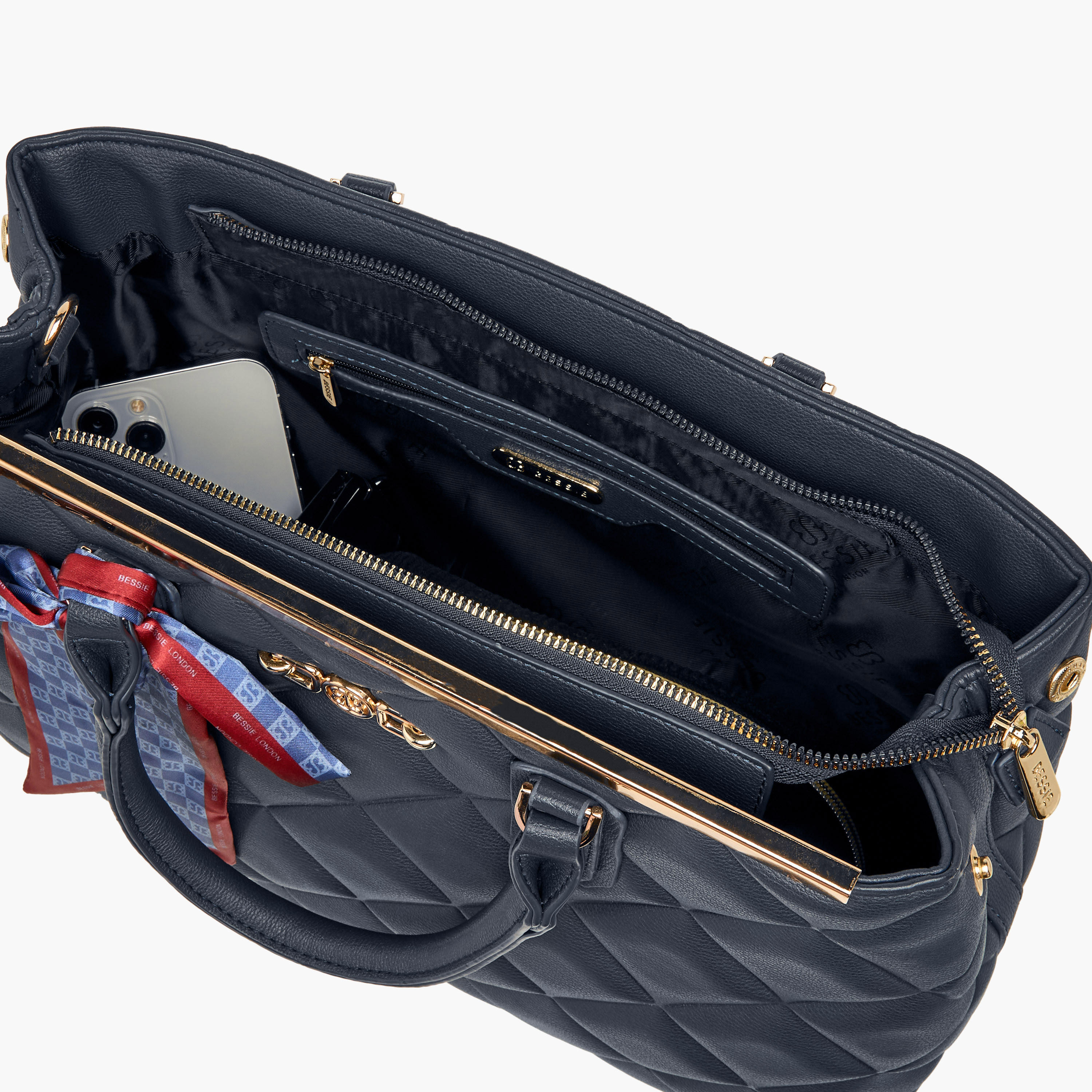 شنطة توتي مبطنة بمقبض مزدوج وتفاصيل وشاح من بيسي لندن-women-bagsandwallets-handbags-image-9