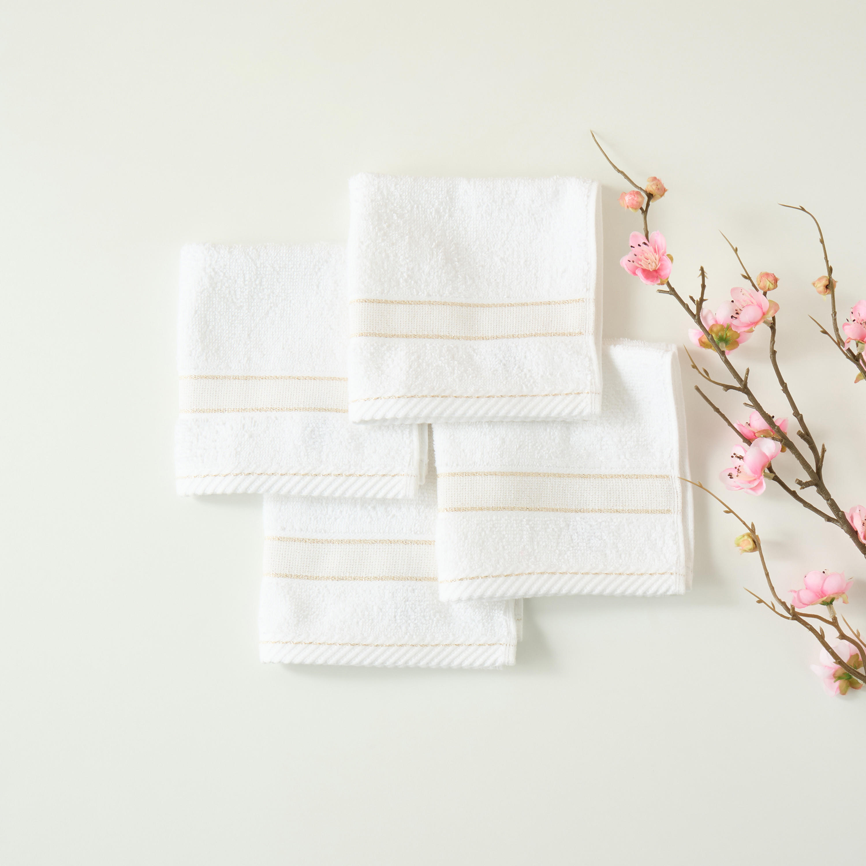 Lurex Weft 4-Piece Cotton Terry Face Towel Set - 30x30 cms-household-bathandlaundry-bathlinen-towels-image-1