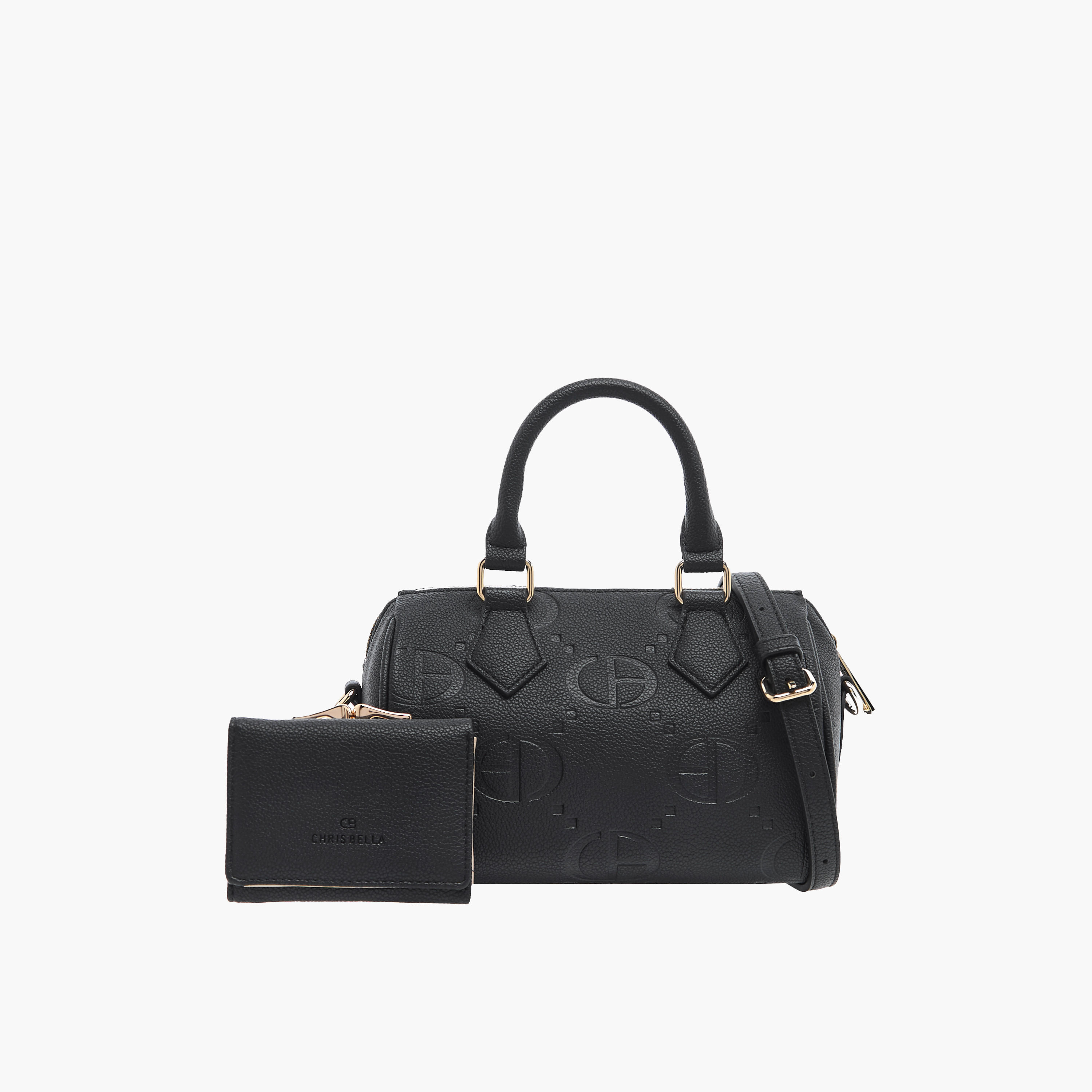 شنطة دافل بمقبض علوي وشعار منقوش مع محفظة من كريسبيلا-women-bagsandwallets-handbags-image-1