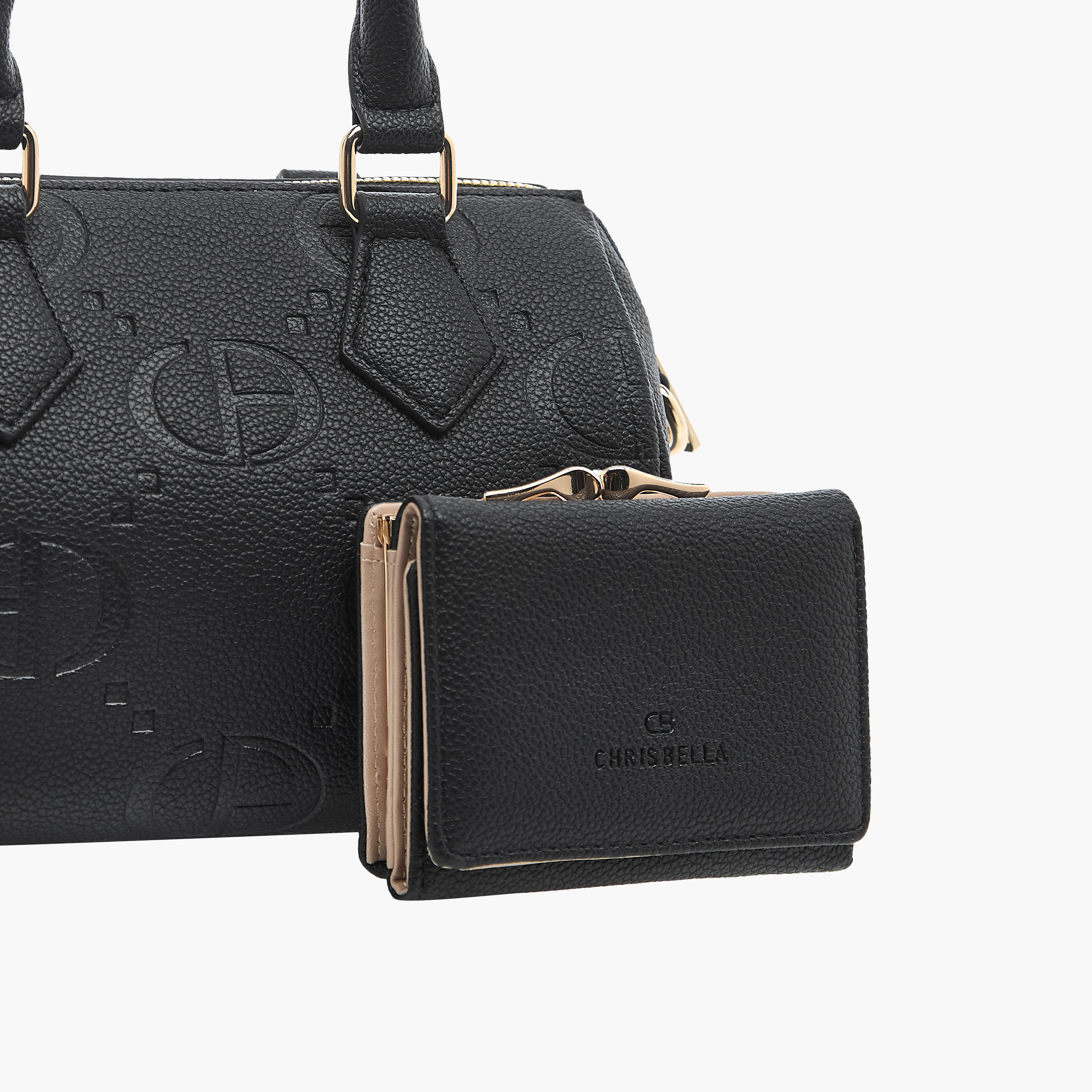 شنطة دافل بمقبض علوي وشعار منقوش مع محفظة من كريسبيلا-women-bagsandwallets-handbags-image-5