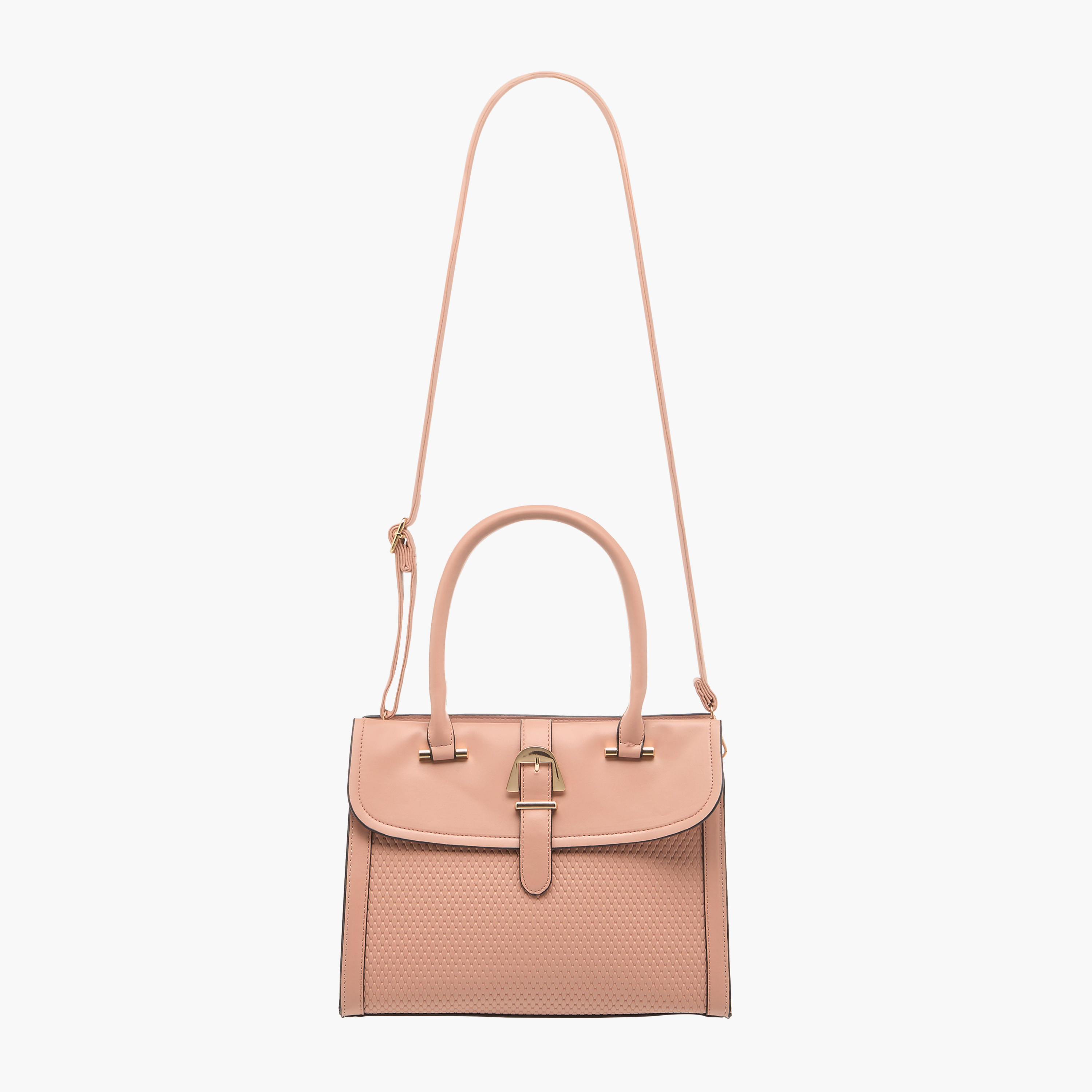 Sasha Textured Belt Detail Tote Bag with Detachable Strap and Handles-women-bagsandwallets-handbags-image-3