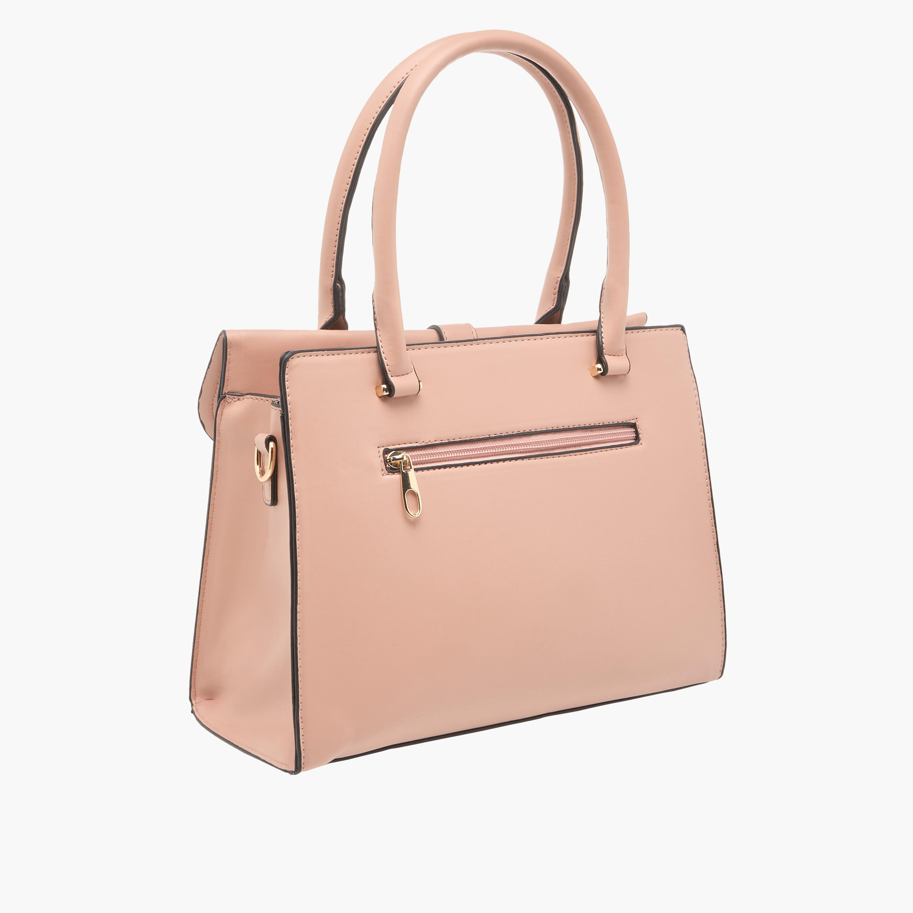Sasha Textured Belt Detail Tote Bag with Detachable Strap and Handles-women-bagsandwallets-handbags-image-4