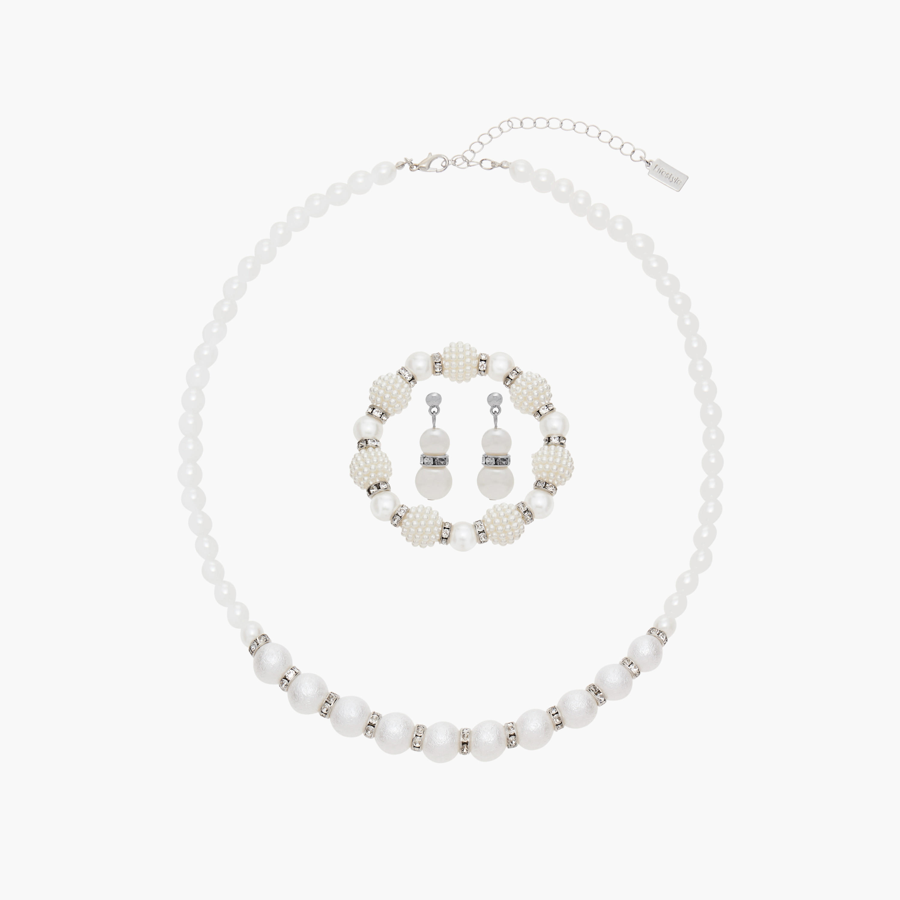 Pearl Embellished Necklace with Earrings and Bracelet-women-watchesandjewellery-jewellery-jewellerysets-image-1