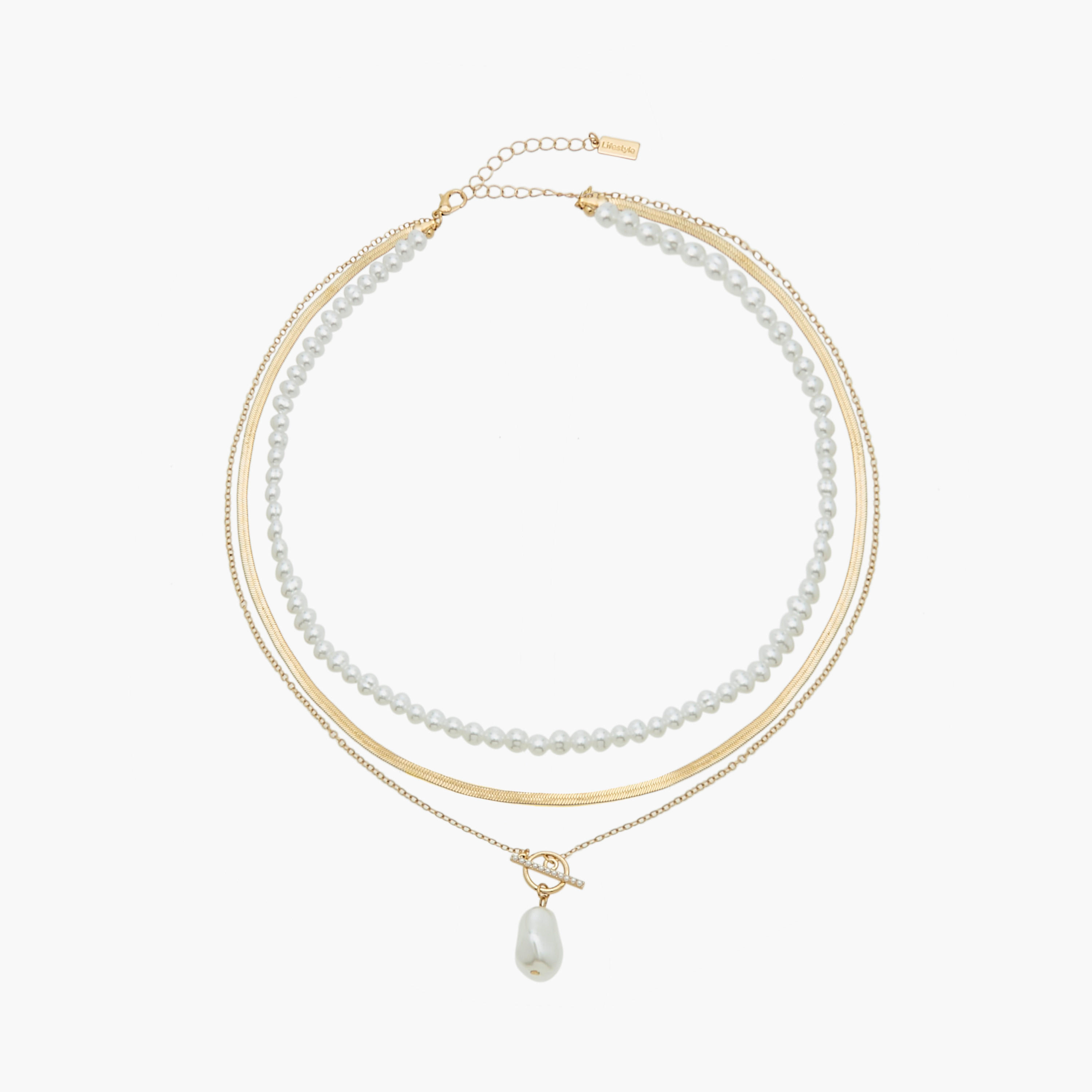 Pearl Pendant Layered Necklace with Lobster Clasp Closure-women-watchesandjewellery-jewellery-necklacesandpendants-image-1