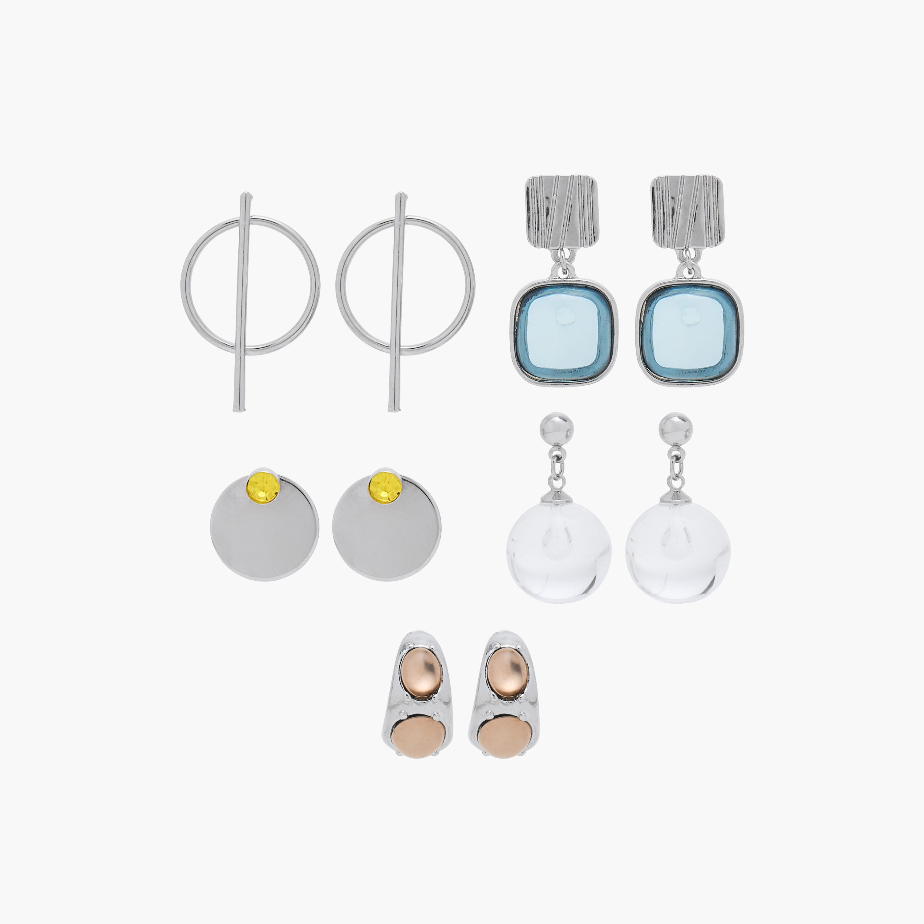 حلقان متنوعة بمكبس إغلاق خلفي - طقم من 5-women-watchesandjewellery-jewellery-earrings-image-1