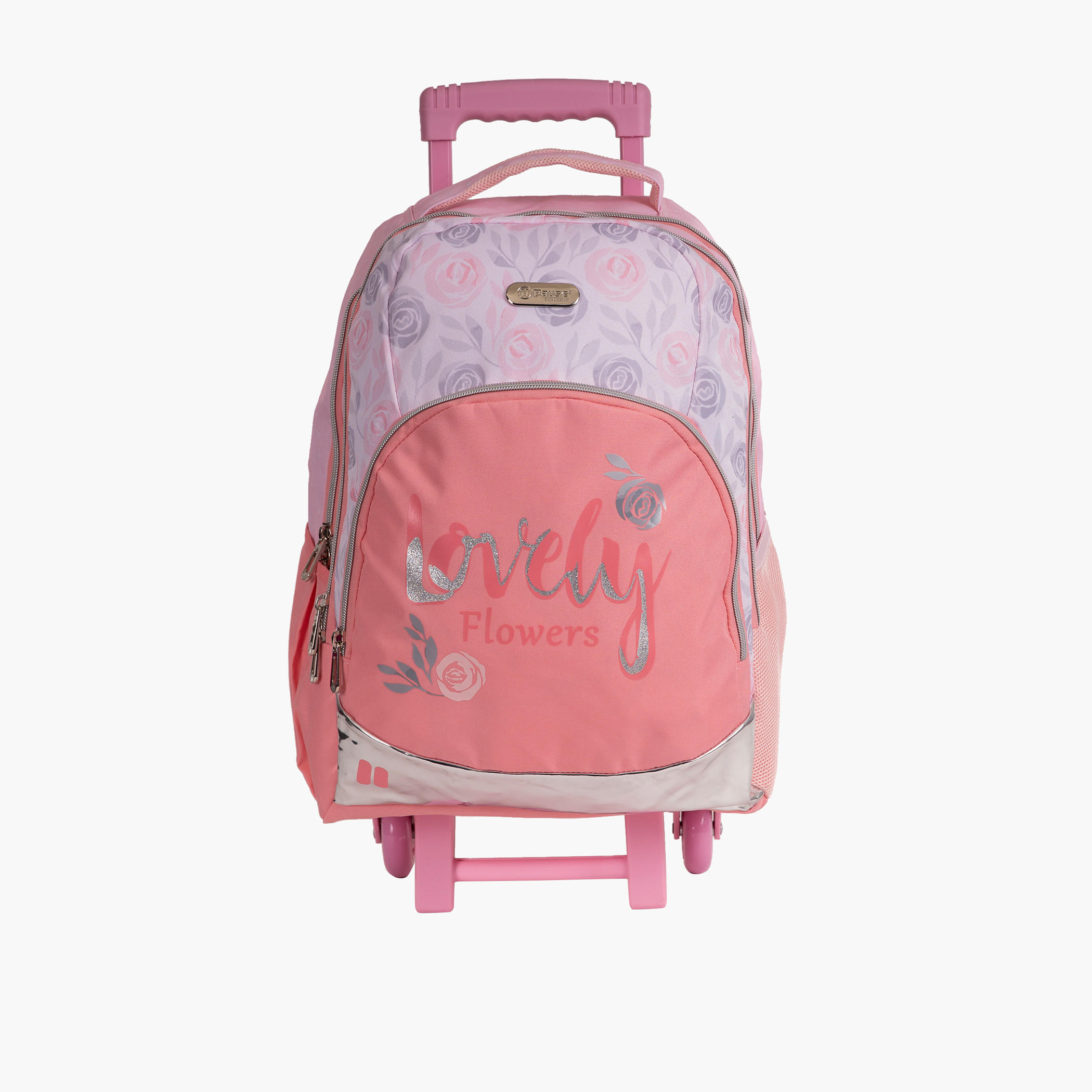 PAUSE Floral Print 18-inch Trolley Backpack with Retractable Handle and Zip Closure - 28x13x45 cms-cpkids-backtoschool-schoolbagsandbackpacks-trolleybags-image-1