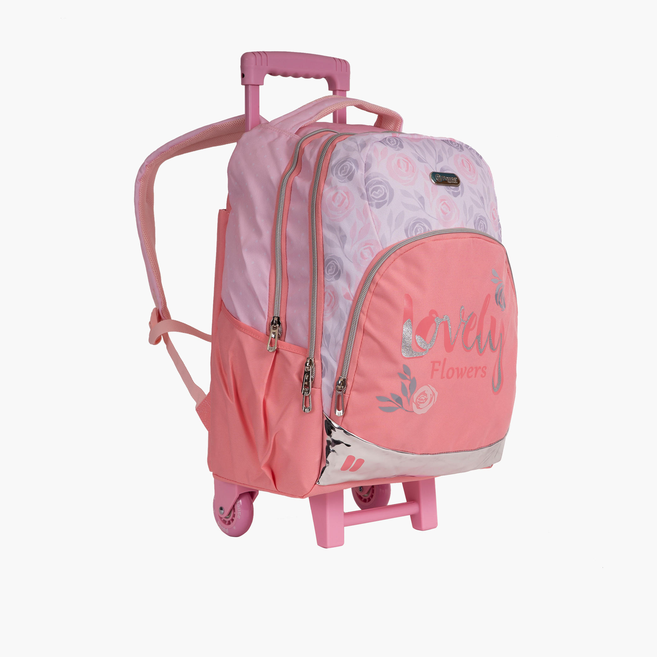 PAUSE Floral Print 18-inch Trolley Backpack with Retractable Handle and Zip Closure - 28x13x45 cms-cpkids-backtoschool-schoolbagsandbackpacks-trolleybags-image-2