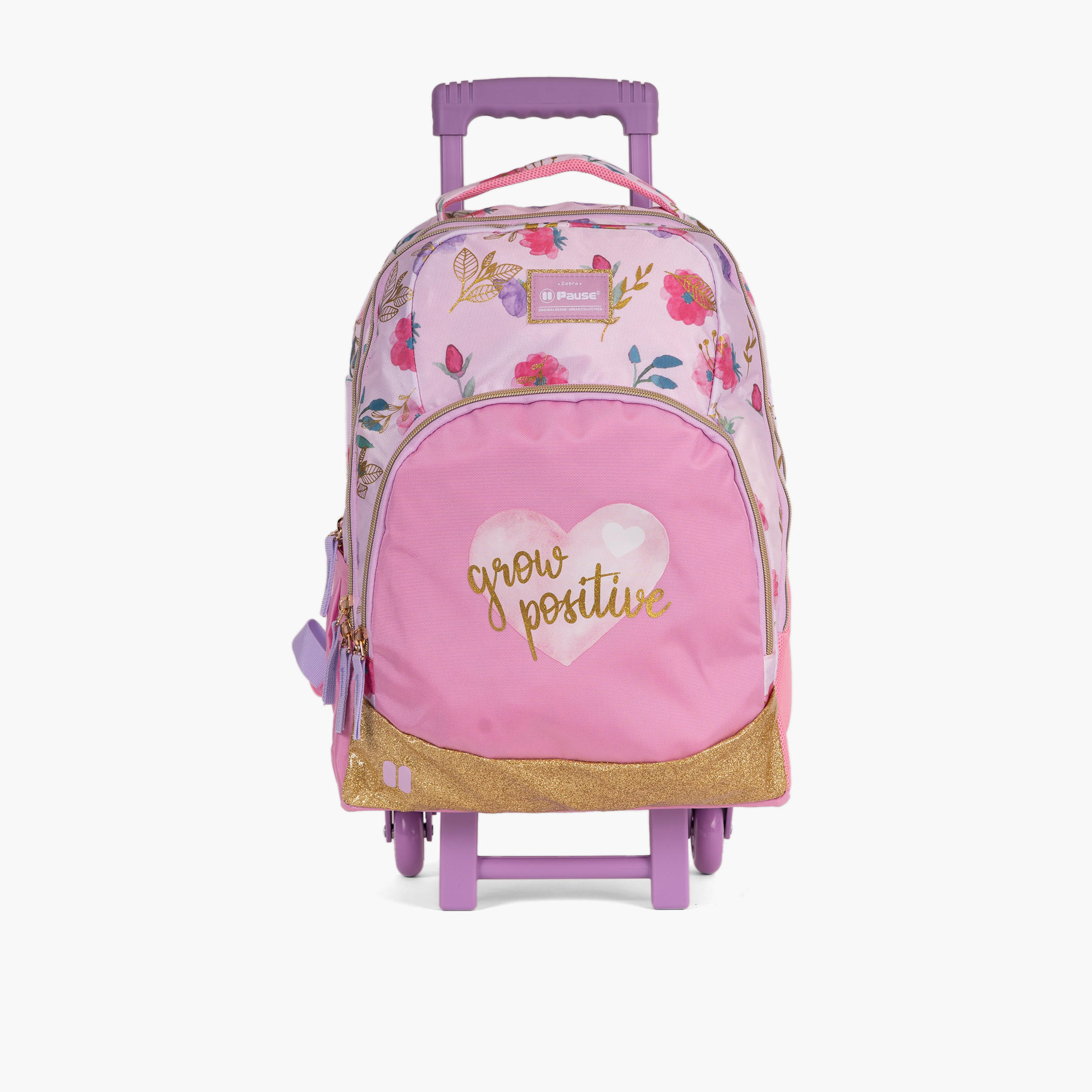 PAUSE 18-inch Floral Print Trolley Backpack with Retractable Handle - 28x13x45 cms-cpkids-backtoschool-schoolbagsandbackpacks-trolleybags-image-1