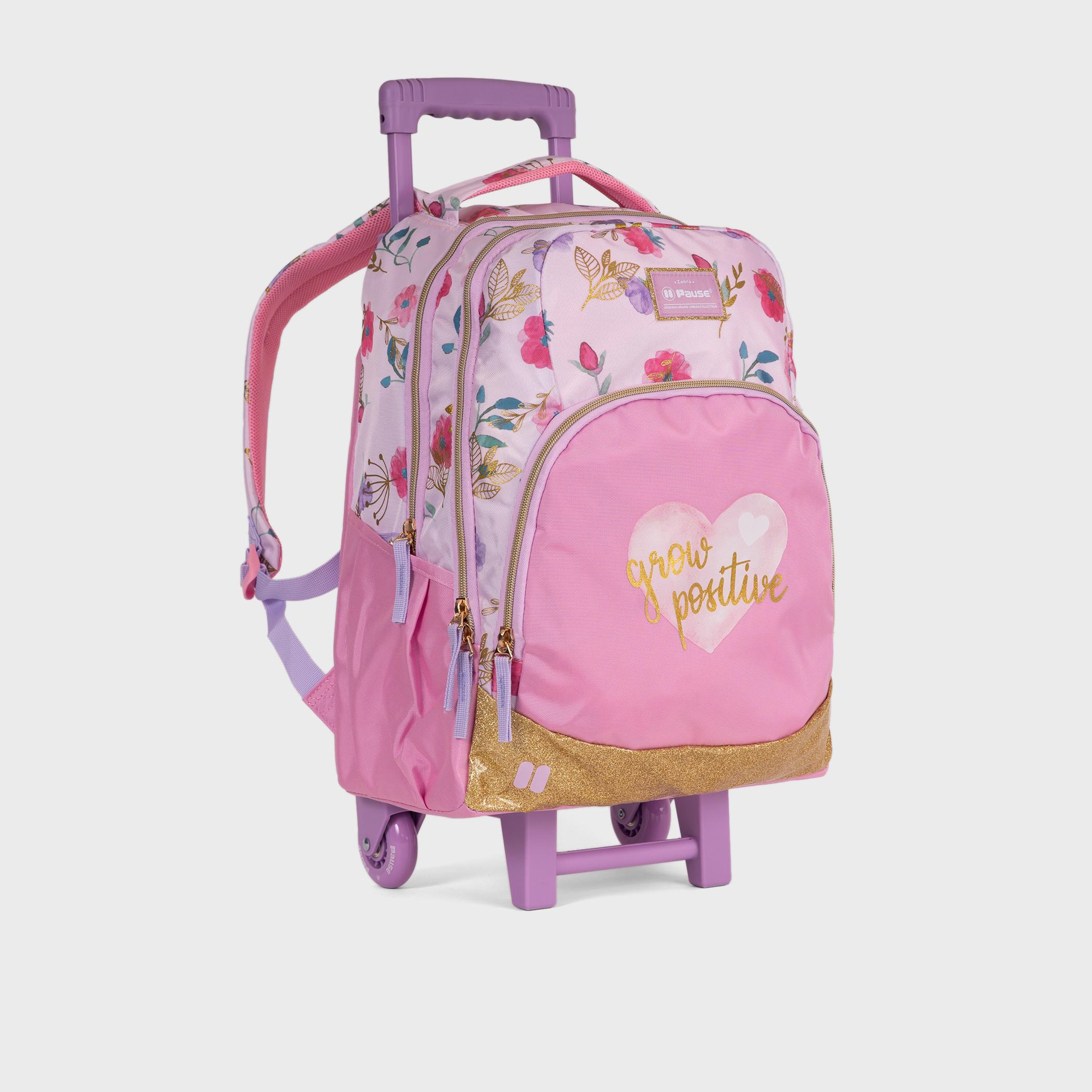 PAUSE 18-inch Floral Print Trolley Backpack with Retractable Handle - 28x13x45 cms-cpkids-backtoschool-schoolbagsandbackpacks-trolleybags-image-2