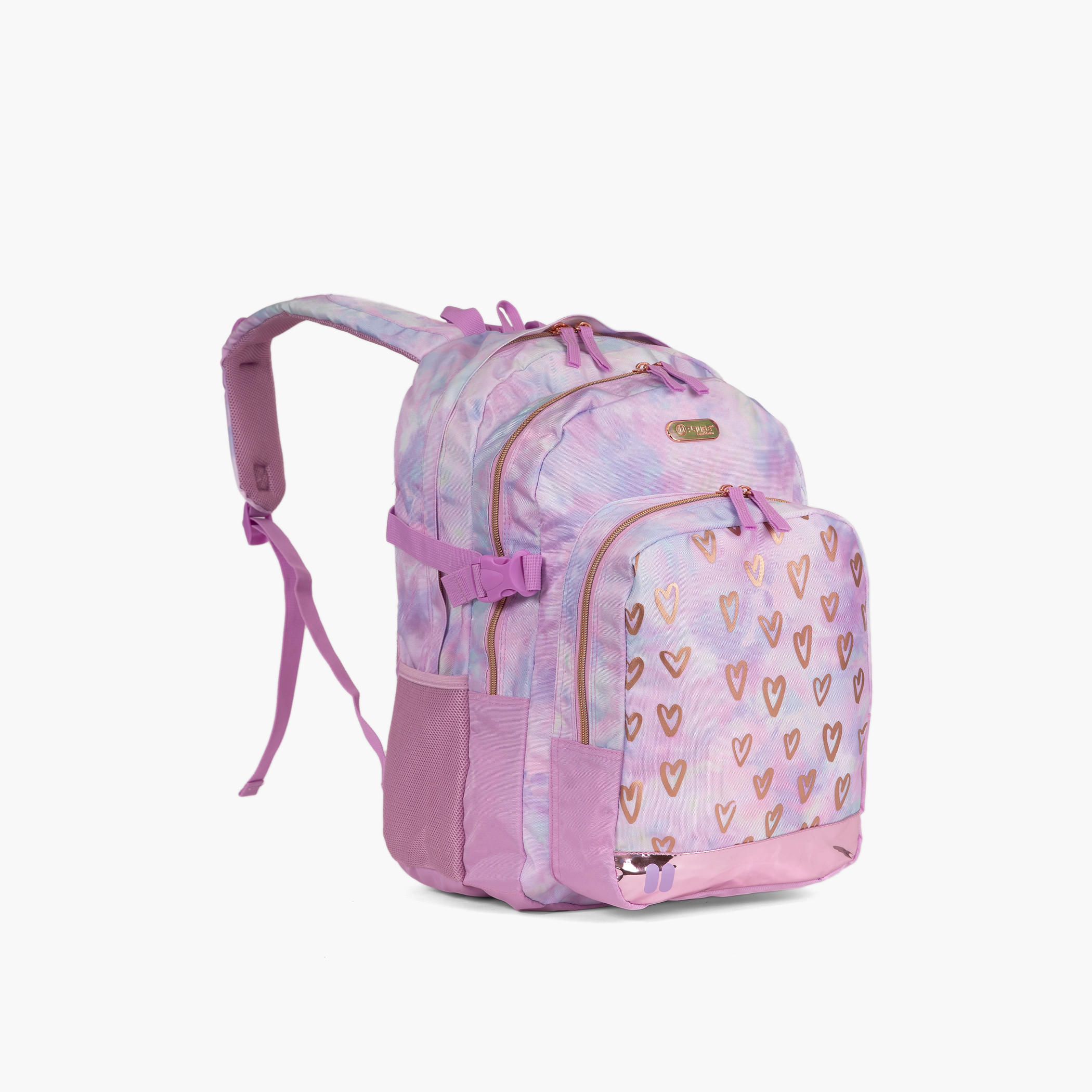 شنطة ظهر 18 بوصة بسحاب إغلاق وحمالات قابلة للتعديل وطبعات قلب من بوز - 27x13x44 سم-cpmen-fashionaccessories-bagsandwallets-backpacks-image-2