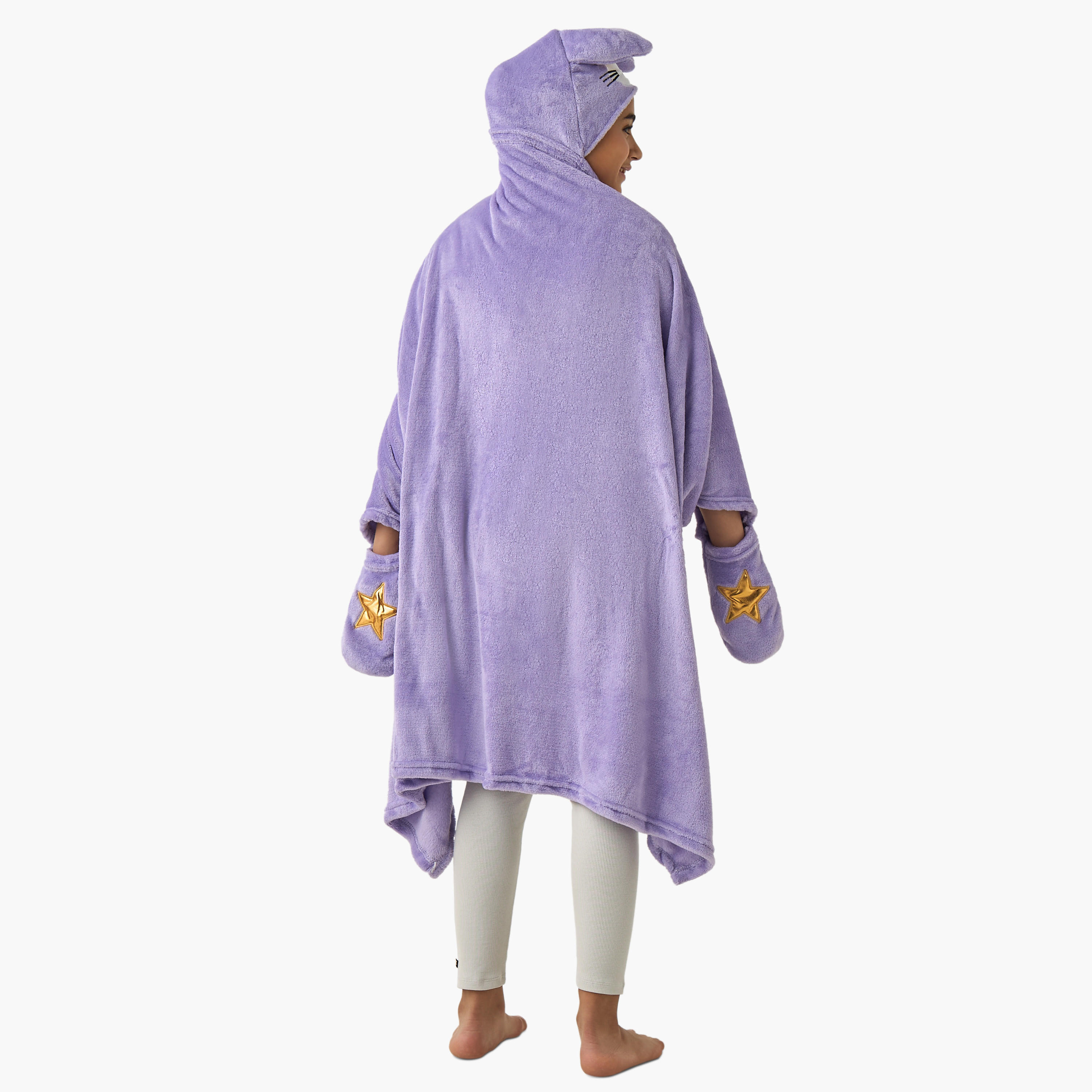 Bunny Ear Applique Hooded Blanket with Hand Pockets - 102x127 cms-girls-clothing-nightwear-image-3