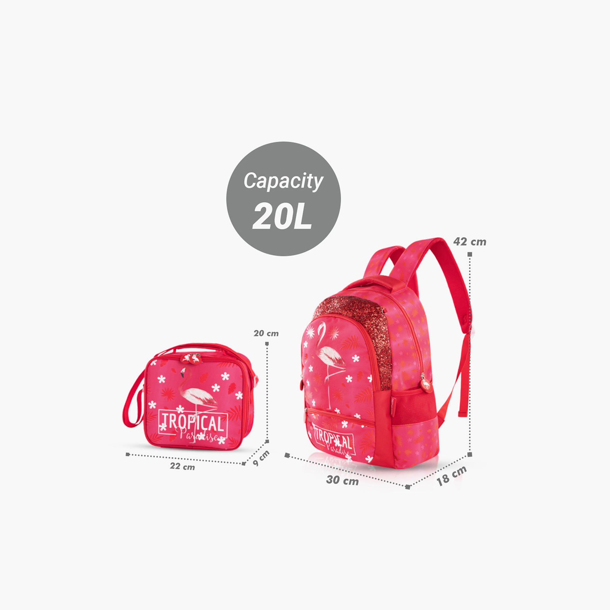 شنطة ظهر 17 بوصة بطبعات مع شنطة غداء ومقلمة من إيزي كيدز-school-bagsandbackpacks-sets-image-2