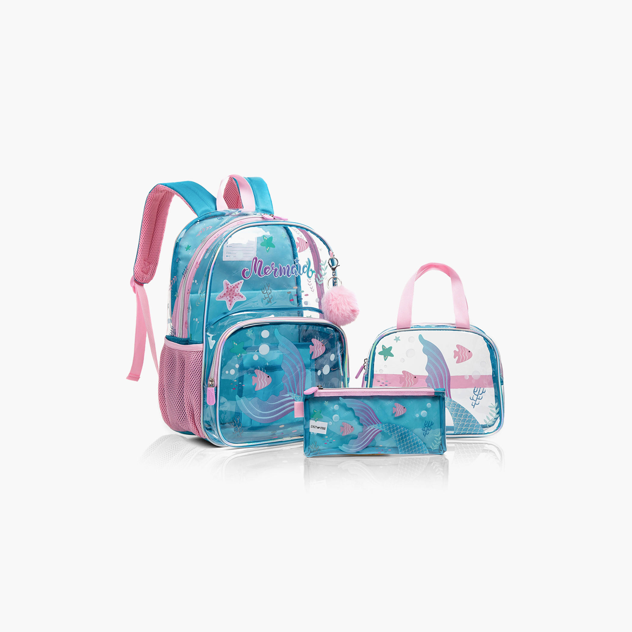 Eazy Kids Mermaid Print Backpack with Lunch Bag and Pencil Pouch-school-bagsandbackpacks-sets-image-3