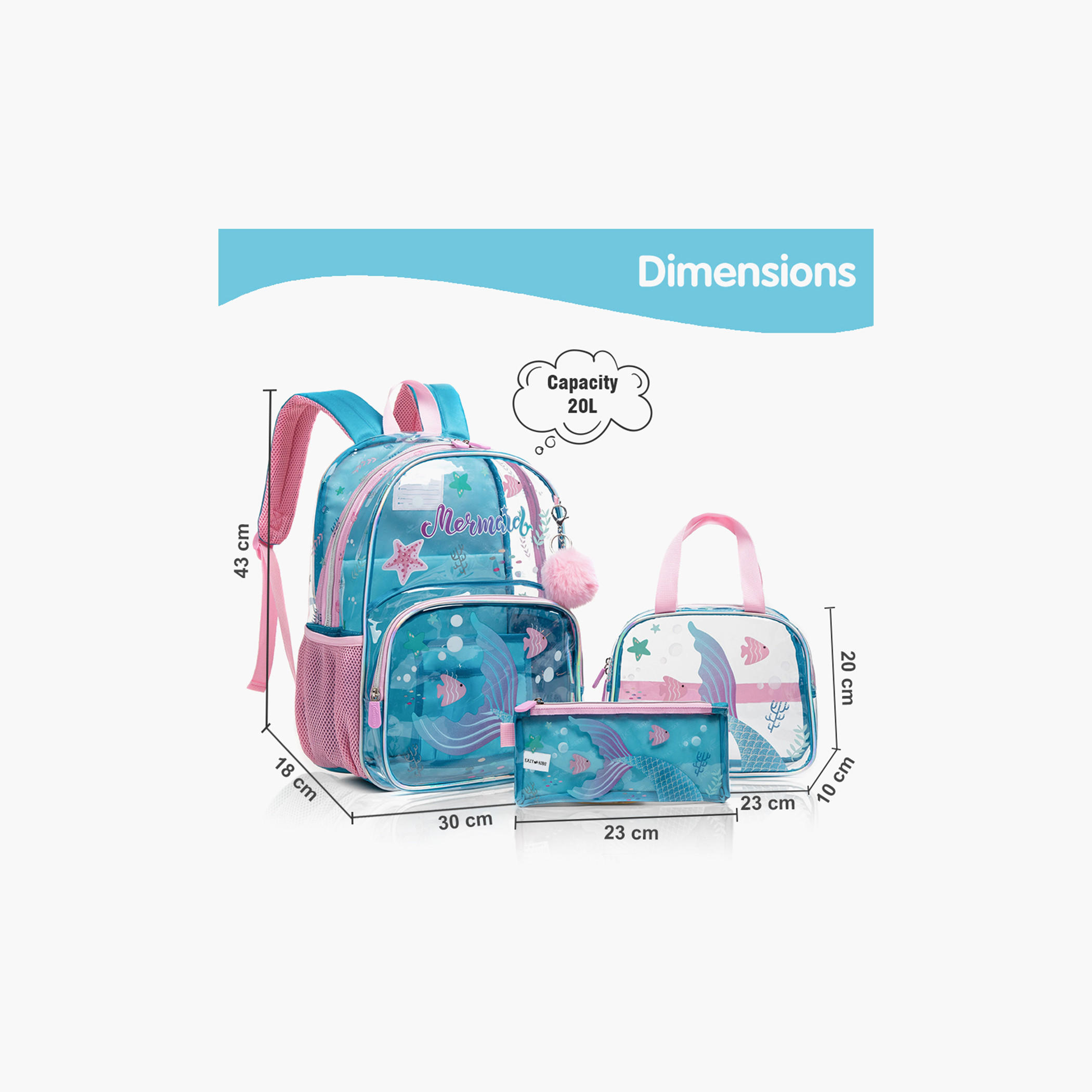 شنطة ظهر بطبعات مع شنطة غداء ومقلمة من إيزي كيدز-school-bagsandbackpacks-sets-image-2