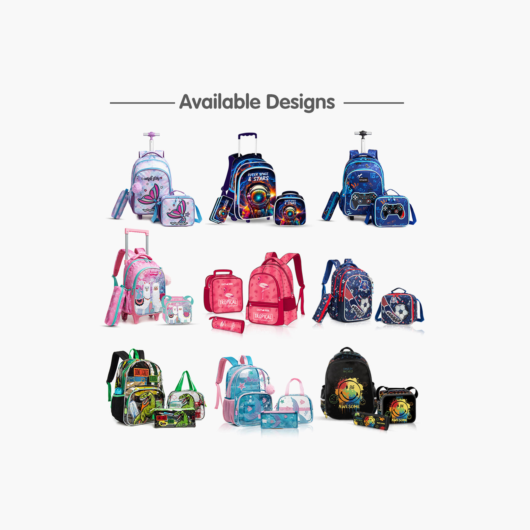 شنطة ظهر بطبعات مع شنطة غداء ومقلمة من إيزي كيدز-school-bagsandbackpacks-sets-image-8